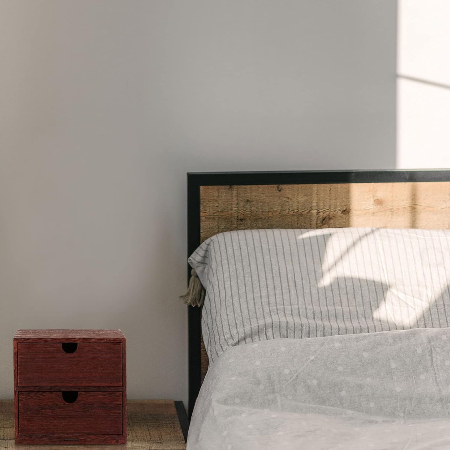 Cabilock Vintage Wooden Storage Organizer Four-Layer Desktop Storage Box Desk Organiser for Home Living Bedroom image number 3