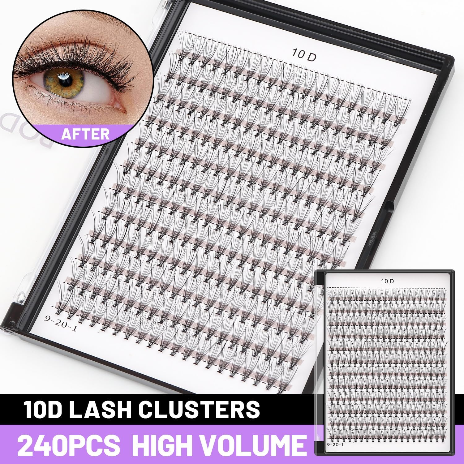 Bodermincer 10D Lash Clusters Wispy Eyelash Clusters 240Pcs D Curl (10D-D Curl-14Mm) image number 1