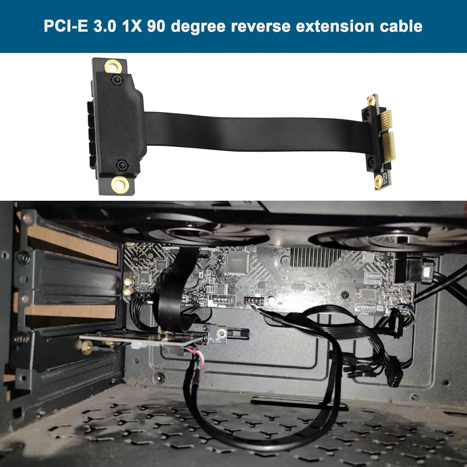 VGOL PCIE Extension Cable Double 90 Degree High Speed PCI Express 3.0 Male to Female up Riser Wireless Network Sound Card Connection Cable (10Cm)