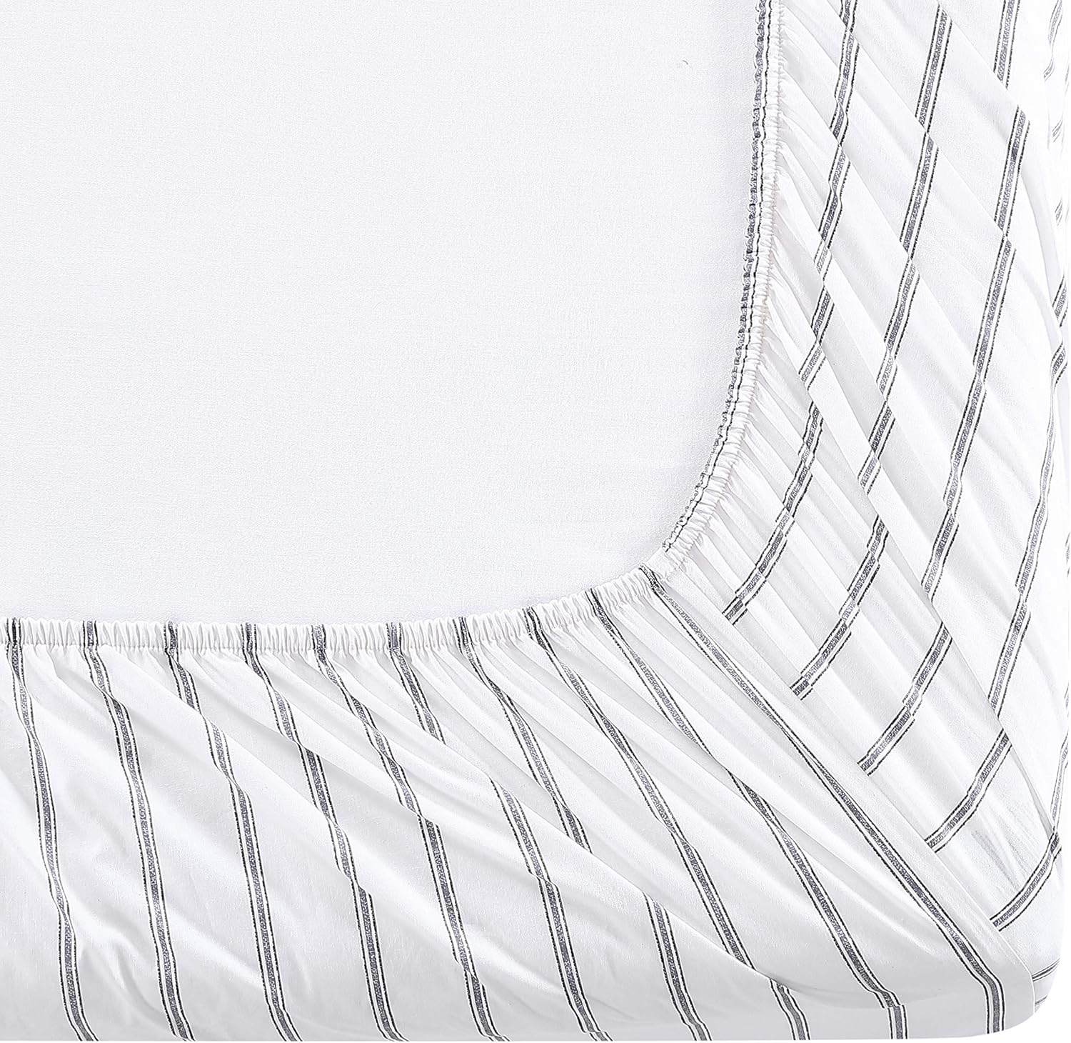 Stone Cottage - Queen Sheets, Cotton Percale Bedding Set, Crisp & Cool Home Decor (Trenton Stripe Grey, Queen) image number 4