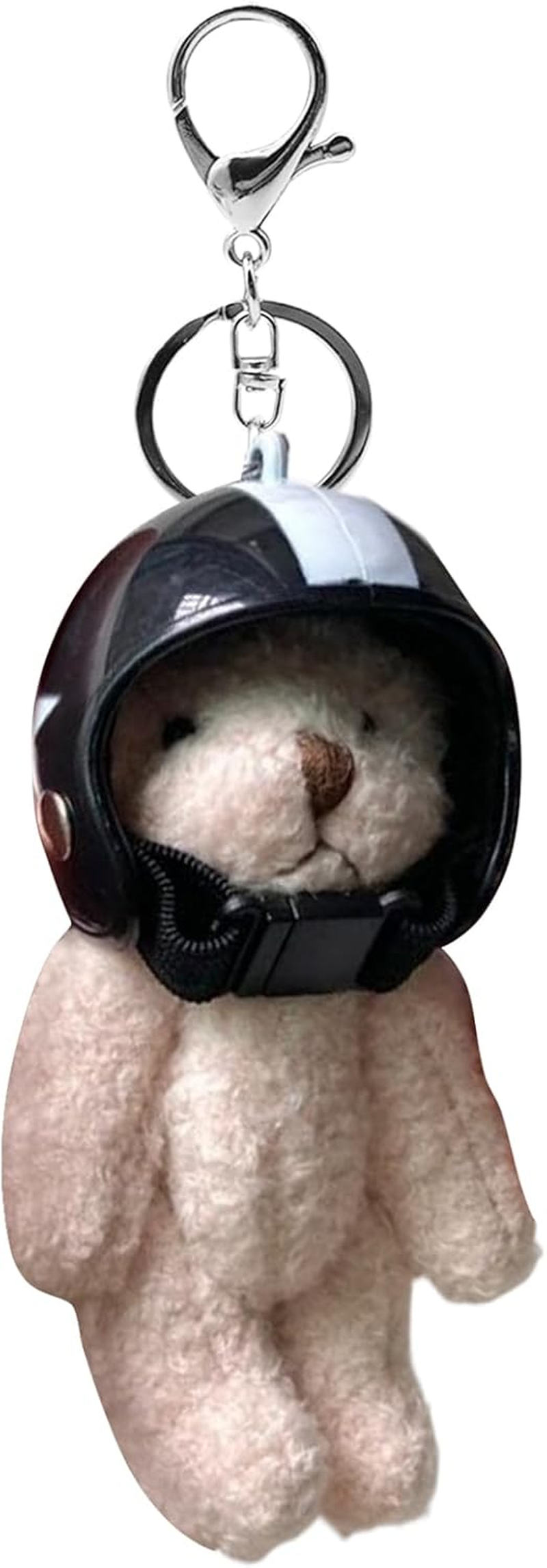 Yorajuy Bear Charm, Helmeted Bear Plush Keychains for Backpacks, Animal Keyring, Key Chain for Schoolbag Travel Wallet Purse Women Backpack