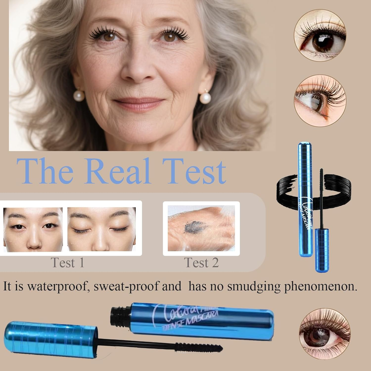 2PC Prime Lash Mascara for Mature Ladies - Waterproof Mascara Black - Natural Thickening Effect & Long-Lasting & Smooth Mascara - Suit for Sensitive Eyes - Suitable for Older Women Makeup image number 1