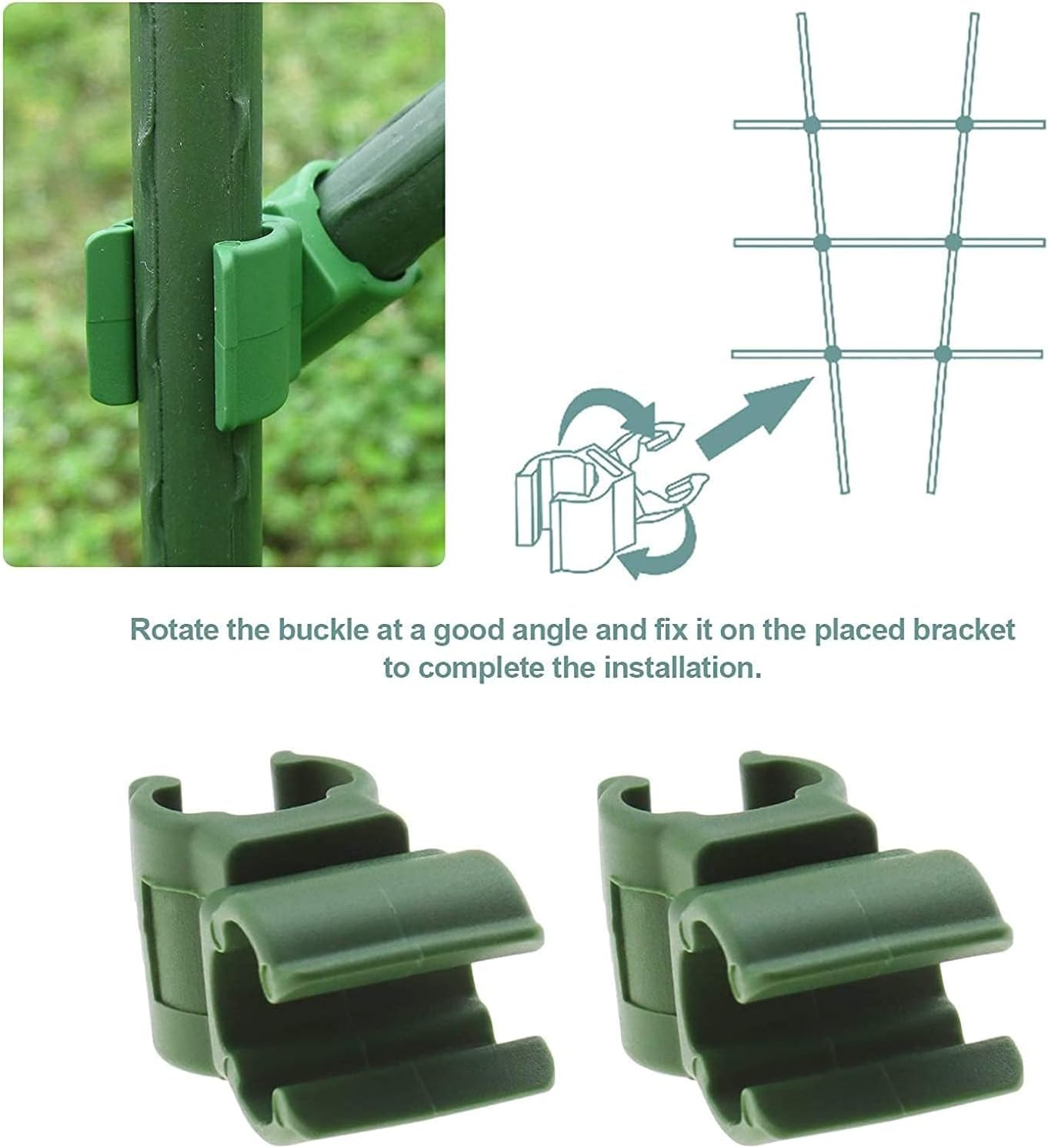 50X Plant Trellis Cane Connector, Climbing Rattan Stent Accessories Plant Connector Stake Clip for Garden Orchard Tomato Cage 11Mm (7/16 Inch) image number 1