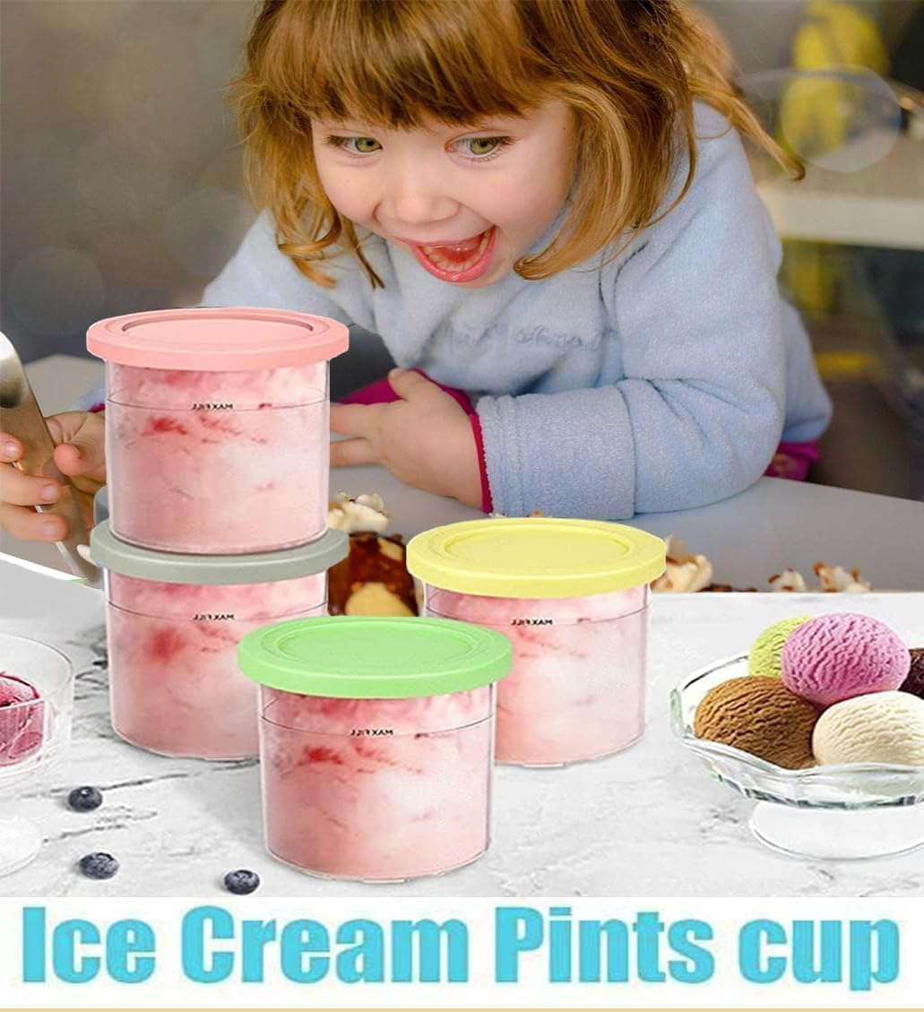 4 PACK Containers Replacement for Ninja Creami Pints and Lids, 16Oz Cup Compatible with NC301 NC300 NC299AMZ Series Ice Cream Maker, BPA Free Dishwasher Safe Leak Proof image number 4