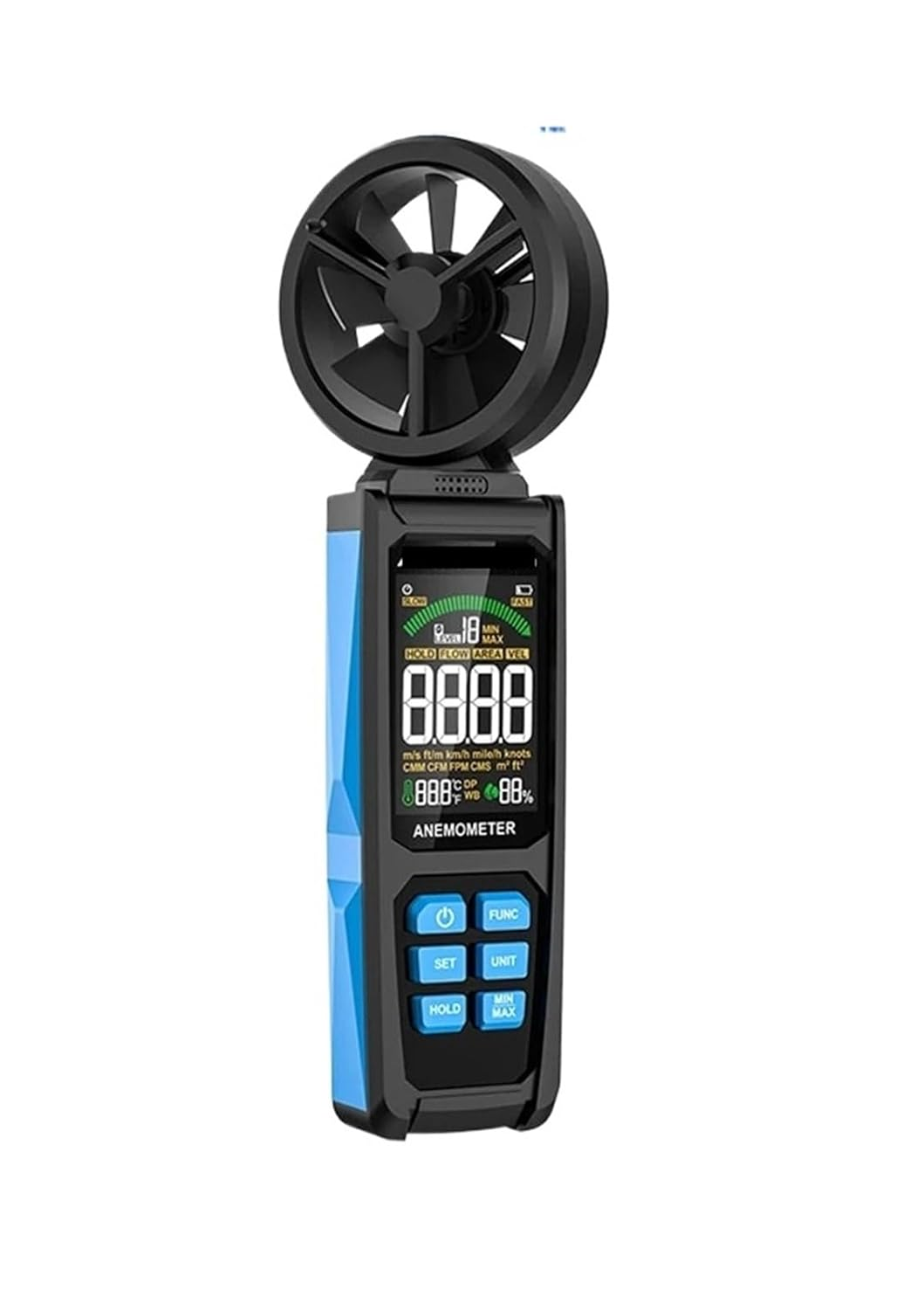 Handheld Digital Anemometer, LCD Backlight Air Wind Speed Scale, Accurately Measure Wind Speed & Temperature Measure image number 6