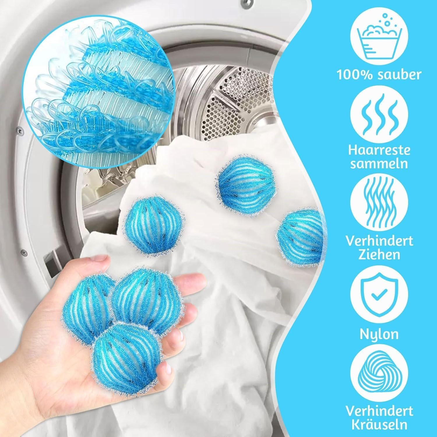 Washing Machine Hair Catcher Balls, 12Pcs Dryer Washing Balls Hair Lint Remover Laundry Ball, Reusable Pet Hair Fur Catcher Balls for Laundry Washing