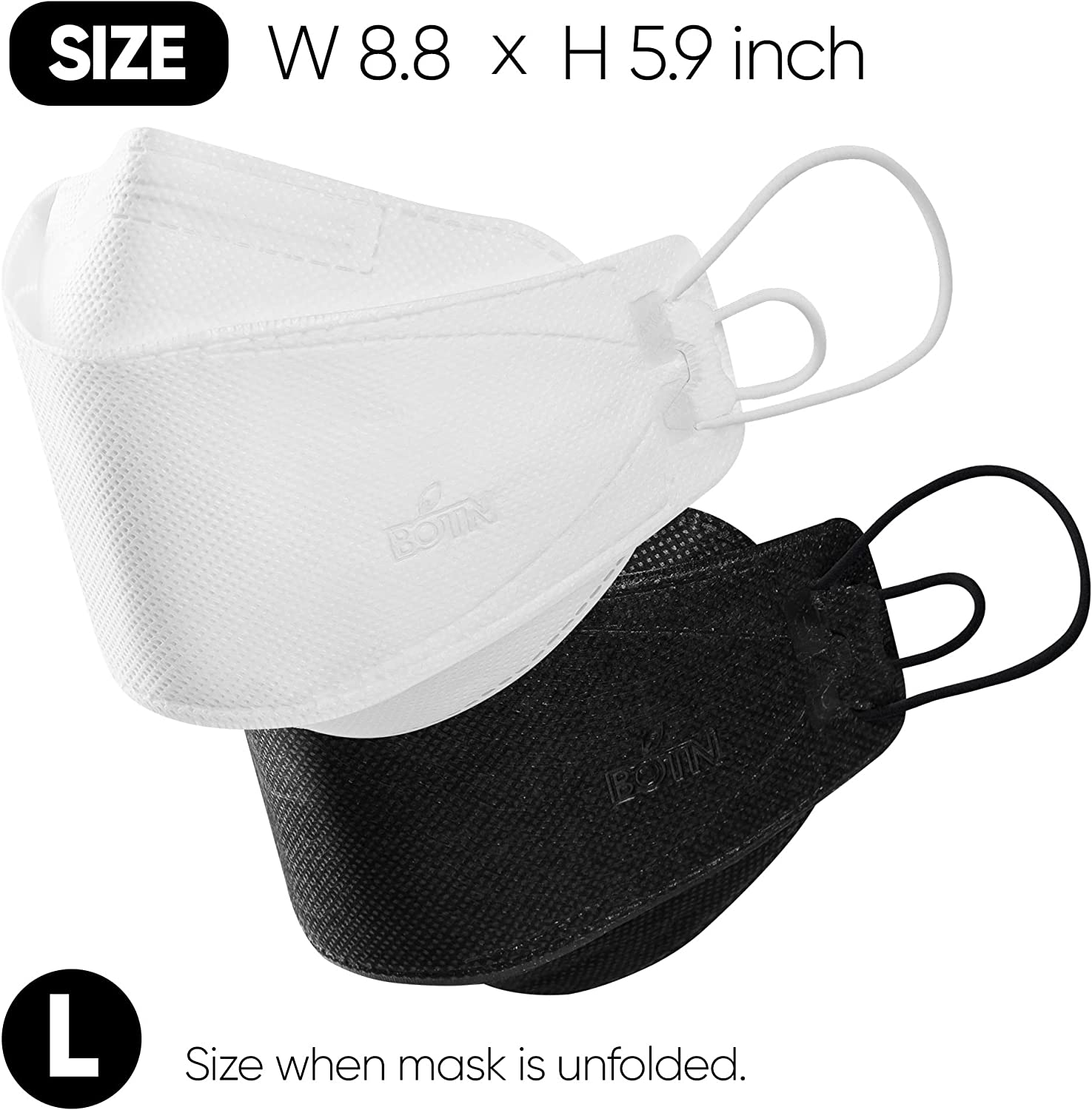 BOTN 11Pcs KF94 Protective Safety Mask, 3 Different Sizes, 4-Layer Filter and 3D Design, Adjustable Strap and Made in Korea image number 6