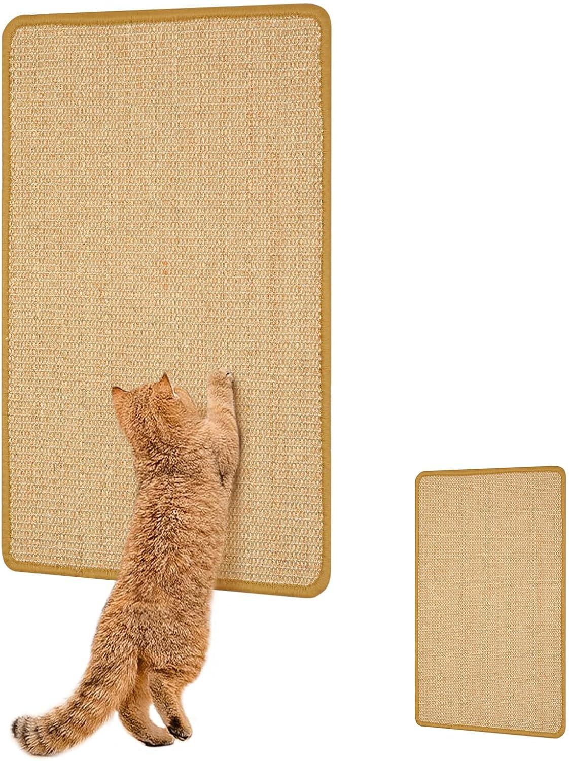 Cat Scratcher Mat, 40 * 60Cm Natural Sisal Cat Scratch Mats, Horizontal Cat Floor Scratching Pad Rug with Sticky Velcro Tapes, Protect Couch and Carpets image number 6