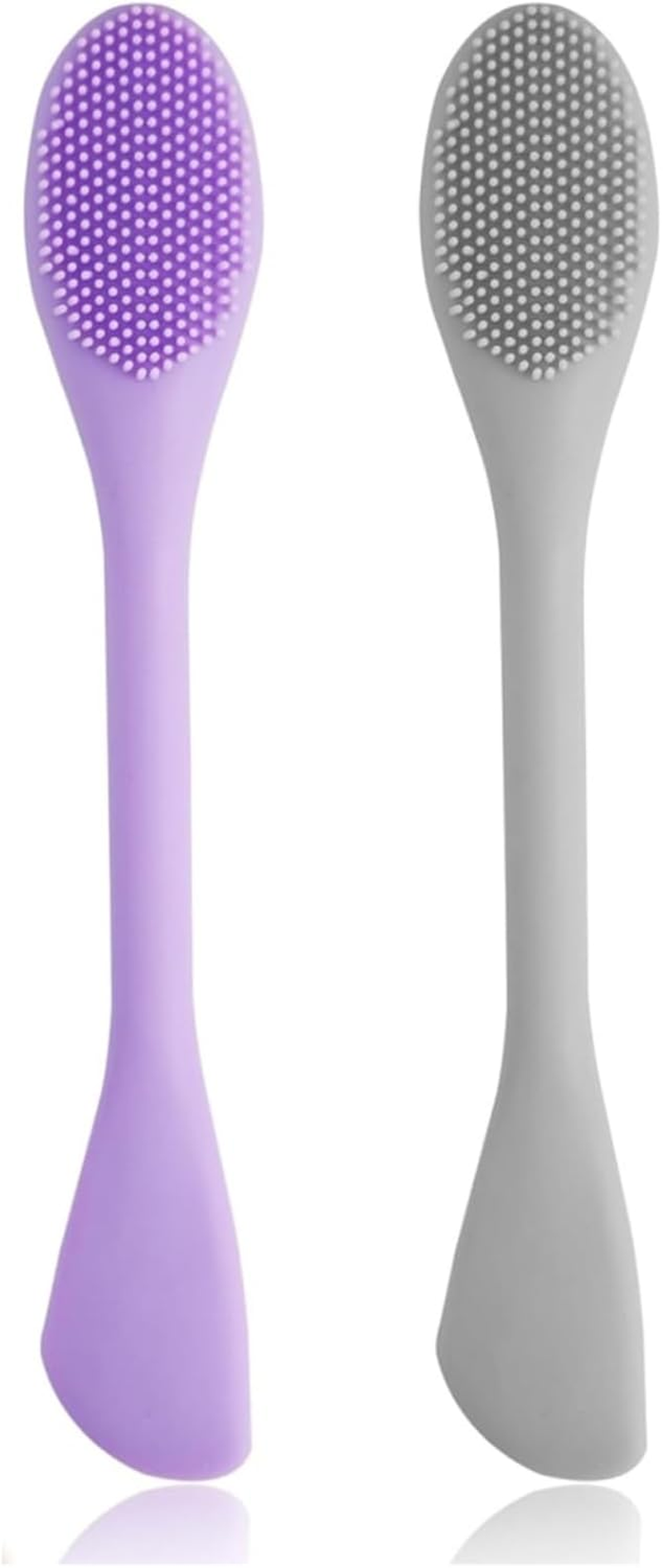 2 Pack Pore Scrubber - 2 in 1 Silicone Face Scrubber & Pore Cleansing Brush - Double-Sized Face Mask Brush Applicator for Clay/Mud/Charcoal Masks, Facial Cleansing Brush​ (Purple+Grey)