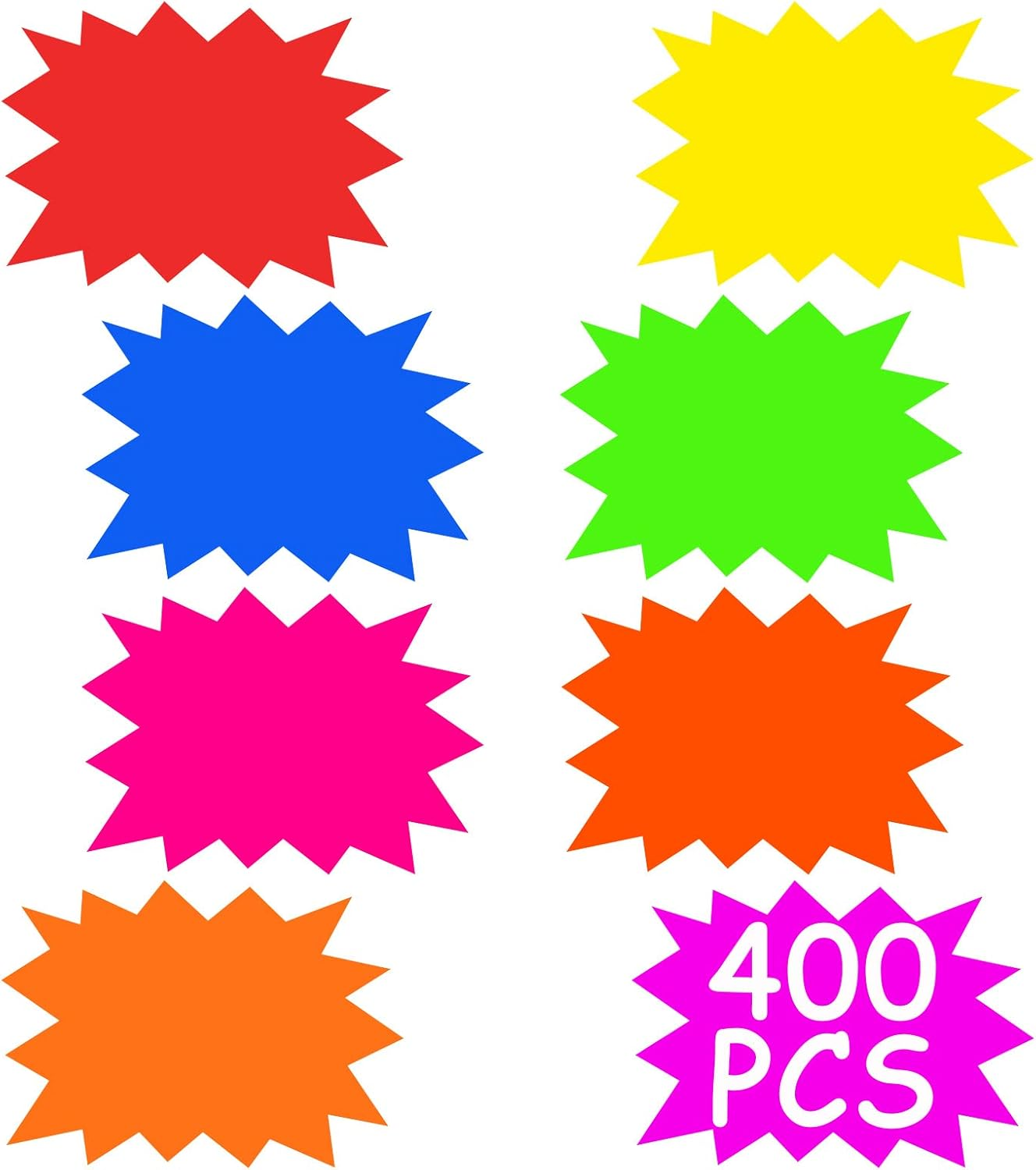 HMIEPRS Starburst Sign Star Burst Attractive Fluorescent Neon Sign Great for Store Sale Retail Home Garage Sale Tag, Nice Decoration (400PC)