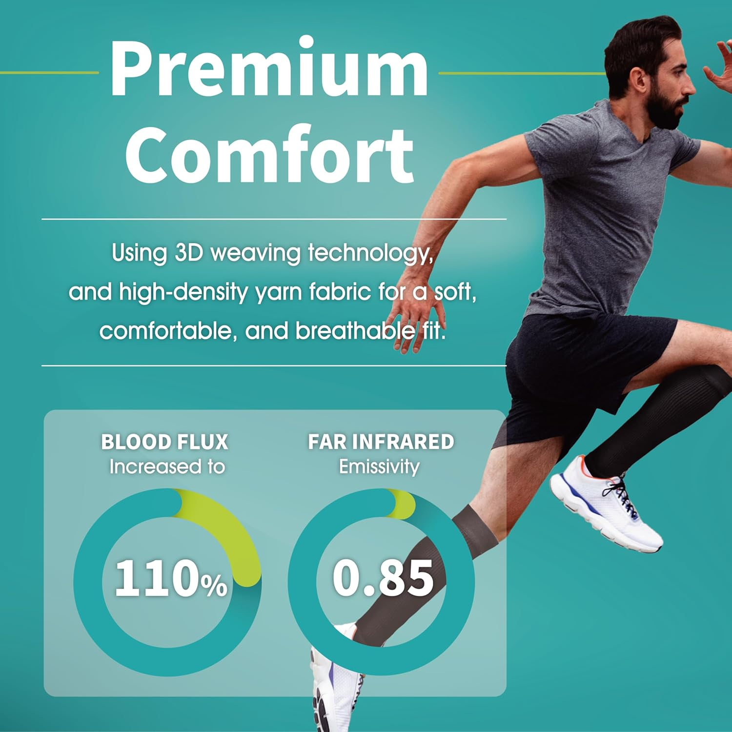 Vital Salveo Compression Calf Sleeves,Lower Leg Support for Shin Splint, Calf Pain, Varicose Veins, Swelling Relief,Sports, Daily Use, Travel,Runing,For Men & Women (1PC) /L