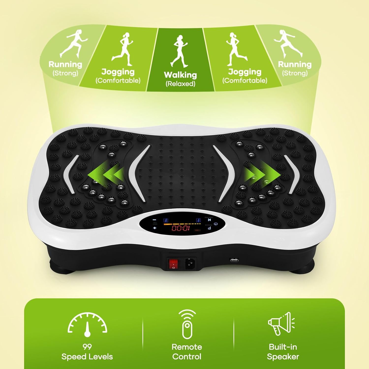 GNEKI Vibration Plate Exercise Machine, Vibrating Fitness Platform for Lymphatic Drainage, Full Body Shaker Workout Equipment Shaping Vibrate Plate, Board Sport for Home Exercise Gym - Black image number 3