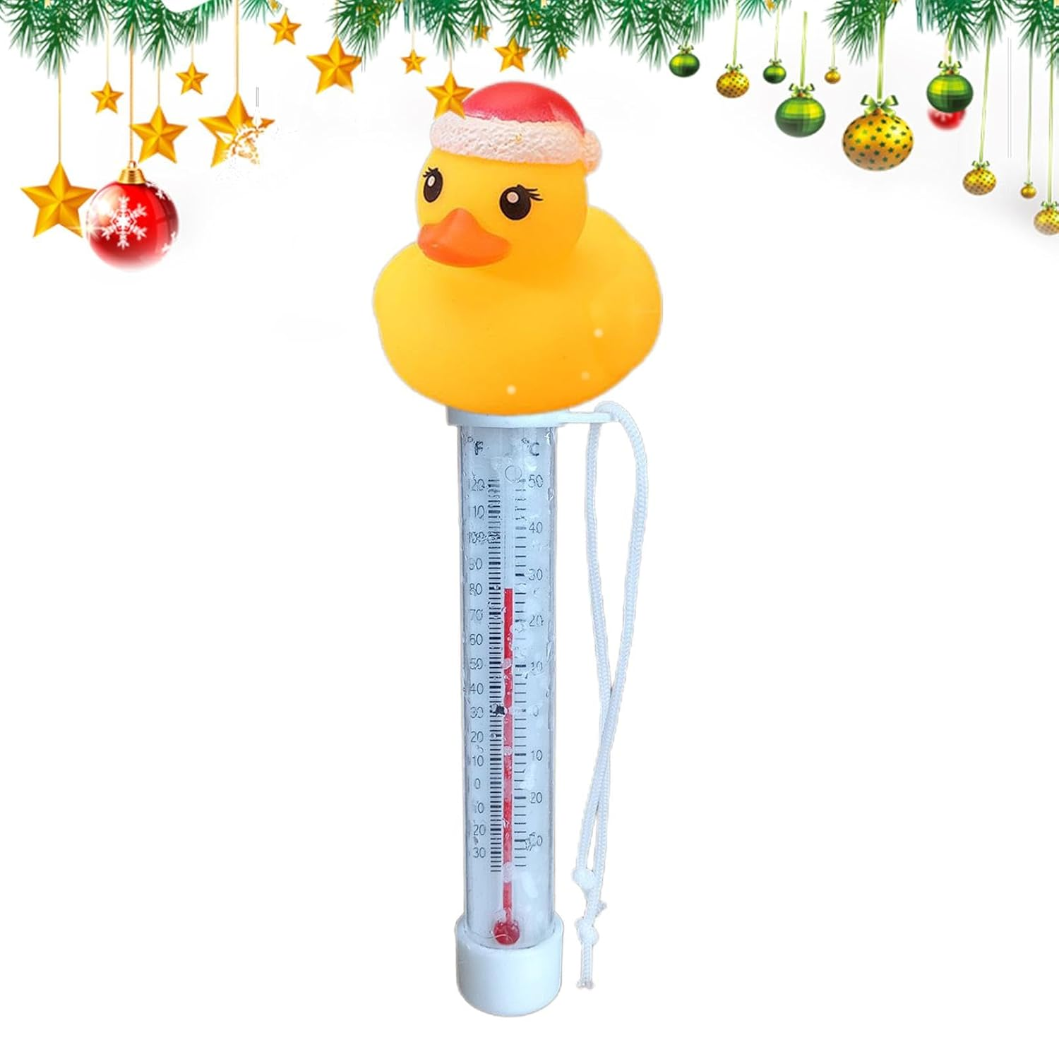 Pool Thermometer - Water Temp Gauge, Floating Pool Temperature Meter | Water Temperature Tester Tool, Easy Read Duck Water Temperature Gauge, Floating Duck Water Temperature Gauge for Hot Tub,Spa - Necklace Duck image number 2