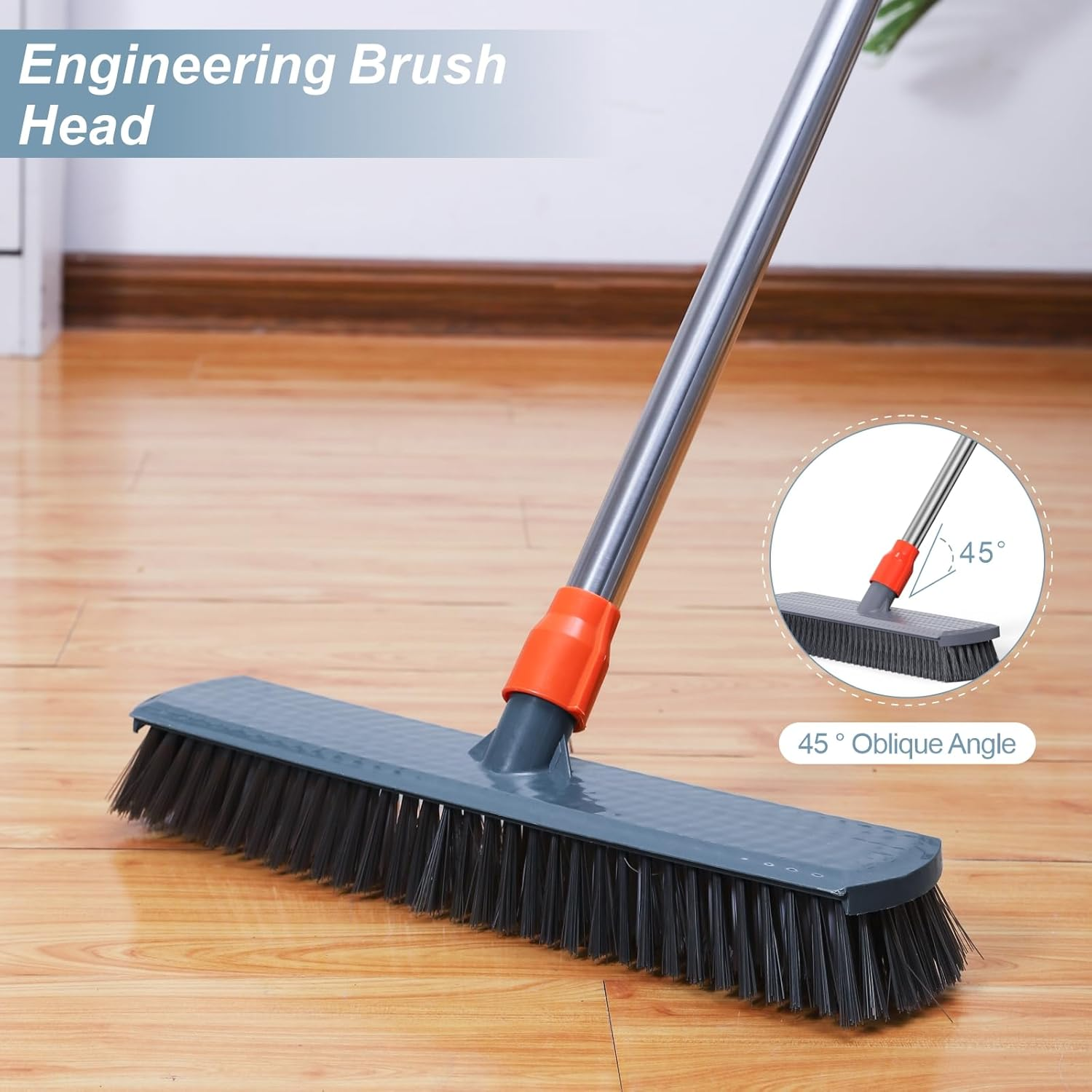 Push Broom, Tub Floor Tile Broom Brush, Lightweight Design for Cleaning Bathroom, Patio, Kitchen, Indoor Outdoor Cleaning Brush image number 5