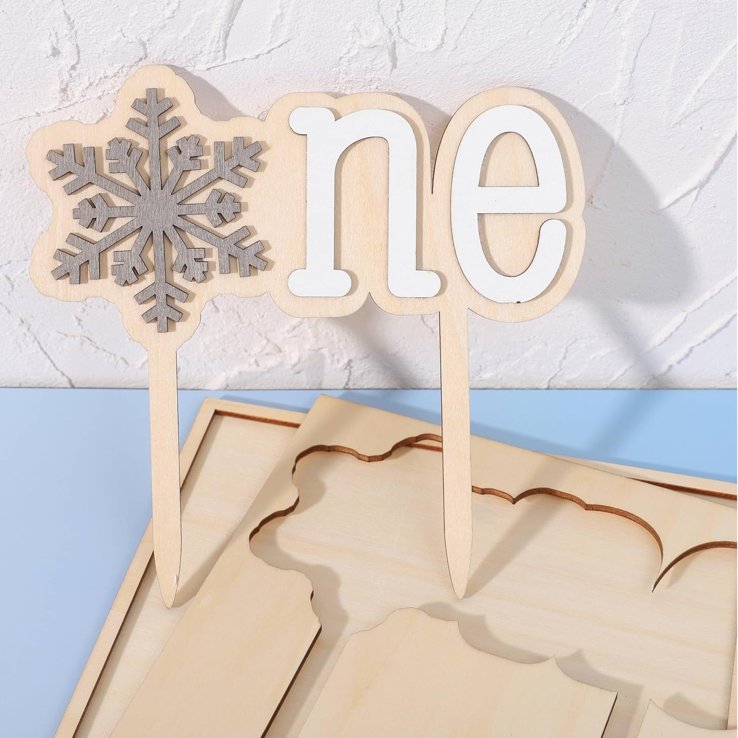 Wooden Snowflake One Cake Topper - Snowflake 1St Birthday Party Decorations, Winter Onederland First Birthday Cake Topper, Christmas Snowflake Holiday Party Supplies, Wooden Birthday Cake Decor image number 2