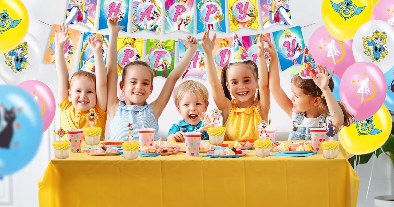Sailor Moon Birthday Party Decoration Set - 34 Pieces Including Balloons, Happy Birthday Banner, Cake and Cupcake Decorations for Children'S Theme Party image number 5