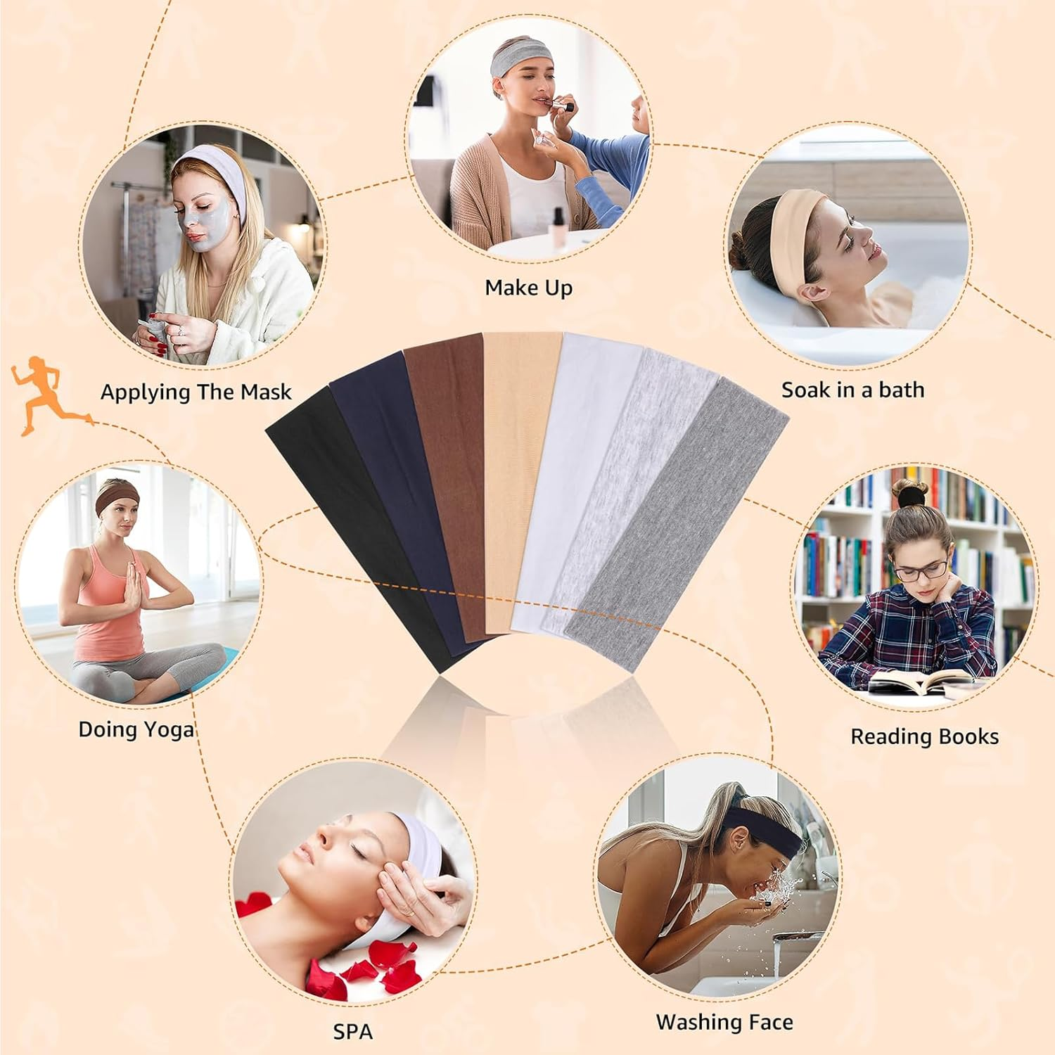 TELAIN Women'S Headbands Thin Lightweight Breathable Soft Elastic Hair Bands for Yoga Fitness Running Multicoloured image number 4