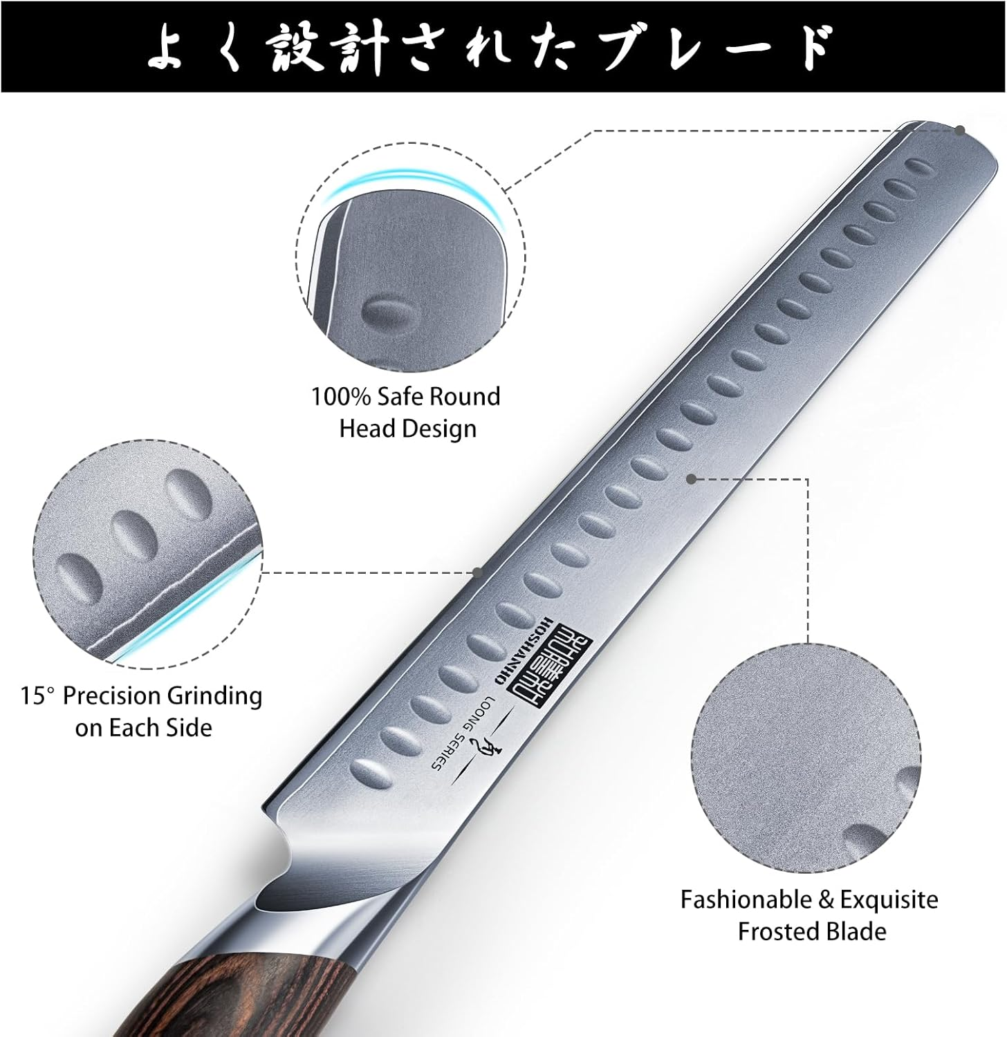 HOSHANHO Salmon Knife 30 Cm, Professional Fish Knife, Japanese Super Steel Cutting Knife, Ultra Sharp Ham Knives with Ergonomic Handle image number 4