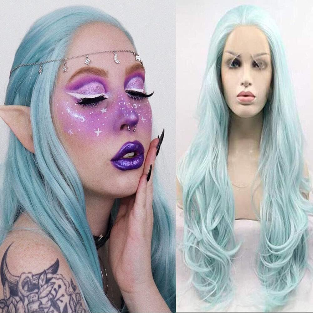 Xiweiya Burgundy Wavy Hair Long Wine Red Wig Side Parting Soft Lace Front Wig Heat Resistant Drag Queen Wigs Replacement Wig Cosplay Wigs 24 Inch image number 2