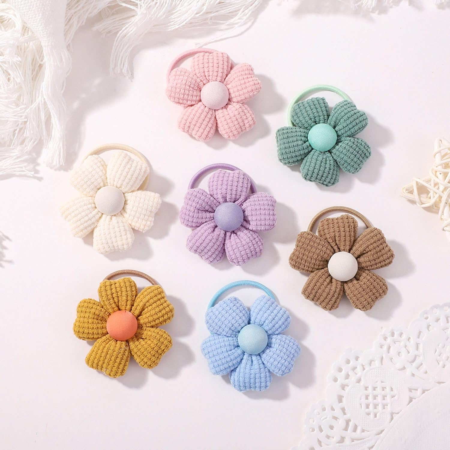 JOVALA 14 PCS Baby Hair Ties for Girls Flowers Toddler Elastic Hair Bands Small Ponytail Holder Elastic Rubber Bands Hair Accessories for Baby Girls Infants Kids Toddler Children image number 2