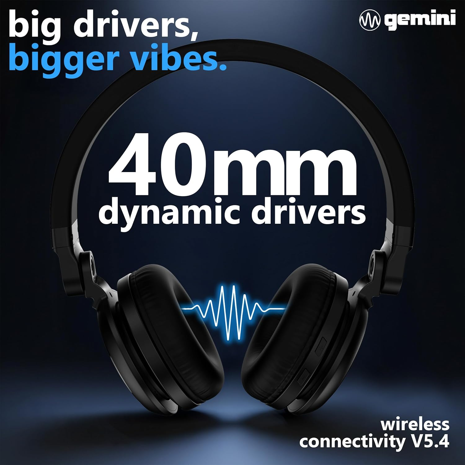 Gemini Wireless Bluetooth Headphones with 54 Hour Battery Life, Fast Charging & Noise Cancellation - over Ear Headphones with Microphone for Music, Calls & Gaming (GBTX-200) image number 2