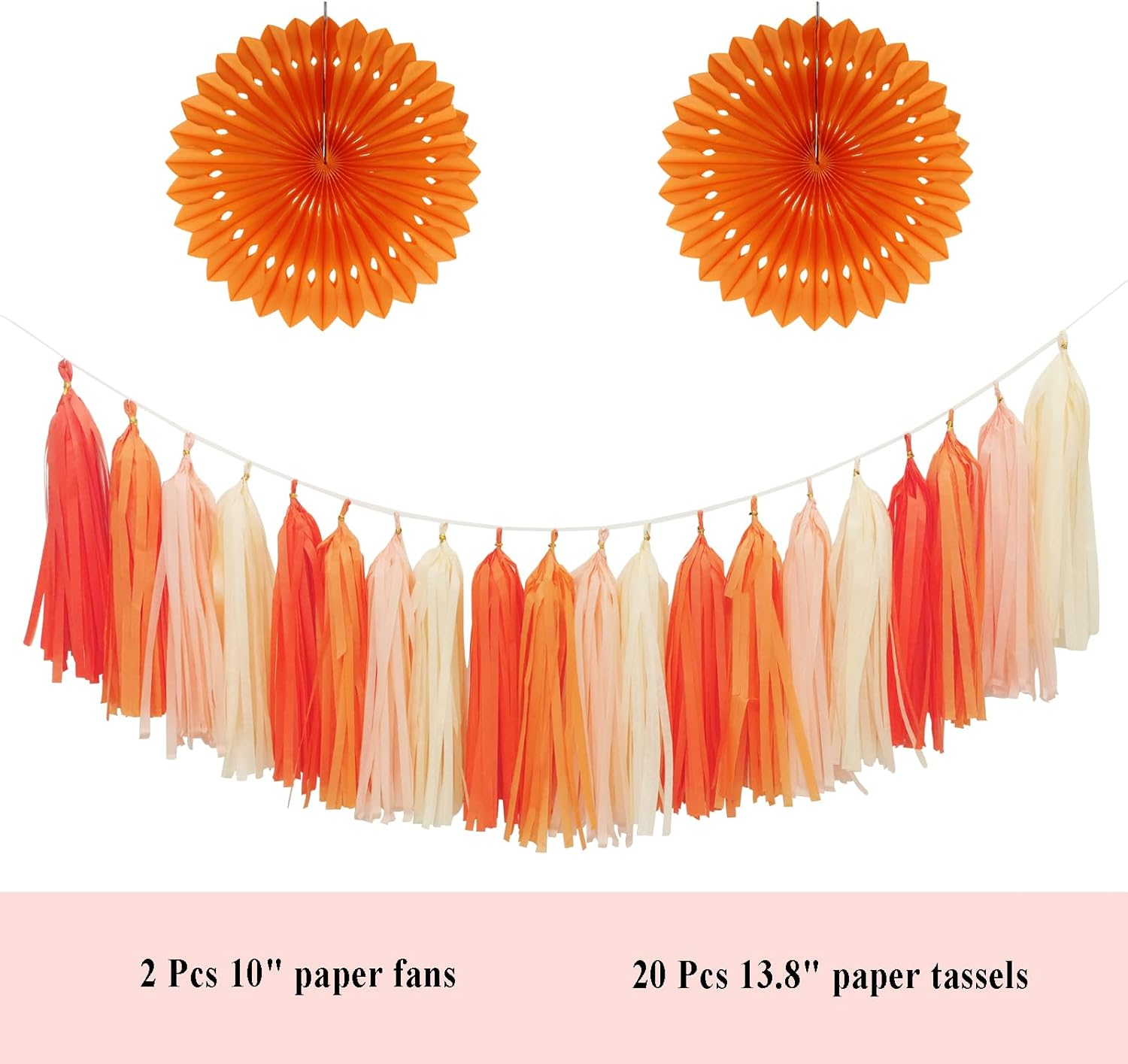 Envibe Orange Party Decorations - Tissue Paper Pom Poms for Bridal, Baby, Wedding Showers & Birthday Parties - 34 Pcs Fall Wedding Decor image number 4