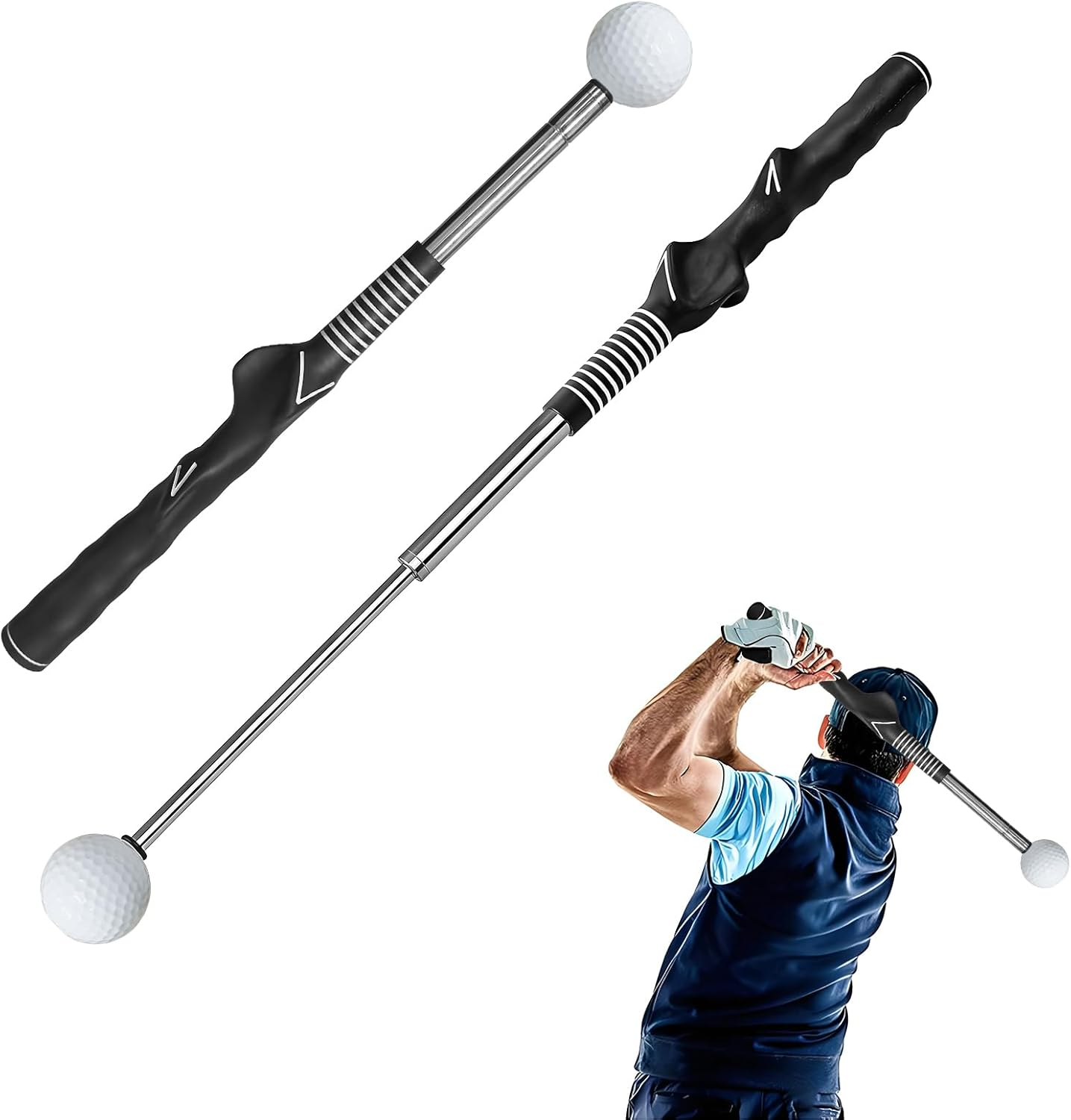 Retractable Golf Swing Training Aid, Portable Golf Training Aid, Golf Grip Trainer, Golf Equipment Suitable for Beginners, Suitable for Indoor and Outdoor image number 3