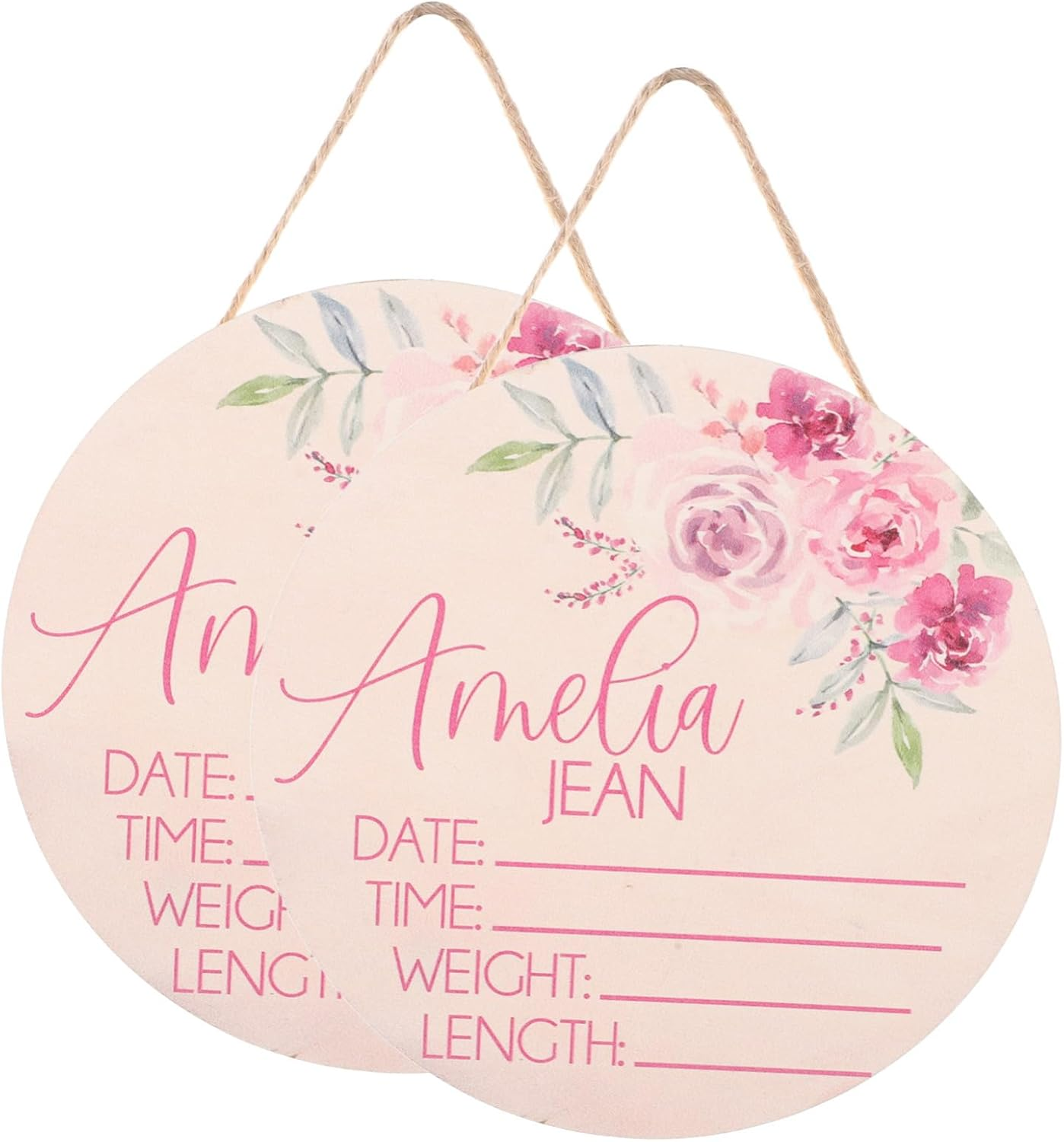 2Pcs Wooden Name Announcement Sign for Newborns Hospital Birth Display Plaque Nursery Name Plaque for Photo Props and Growth Records image number 4