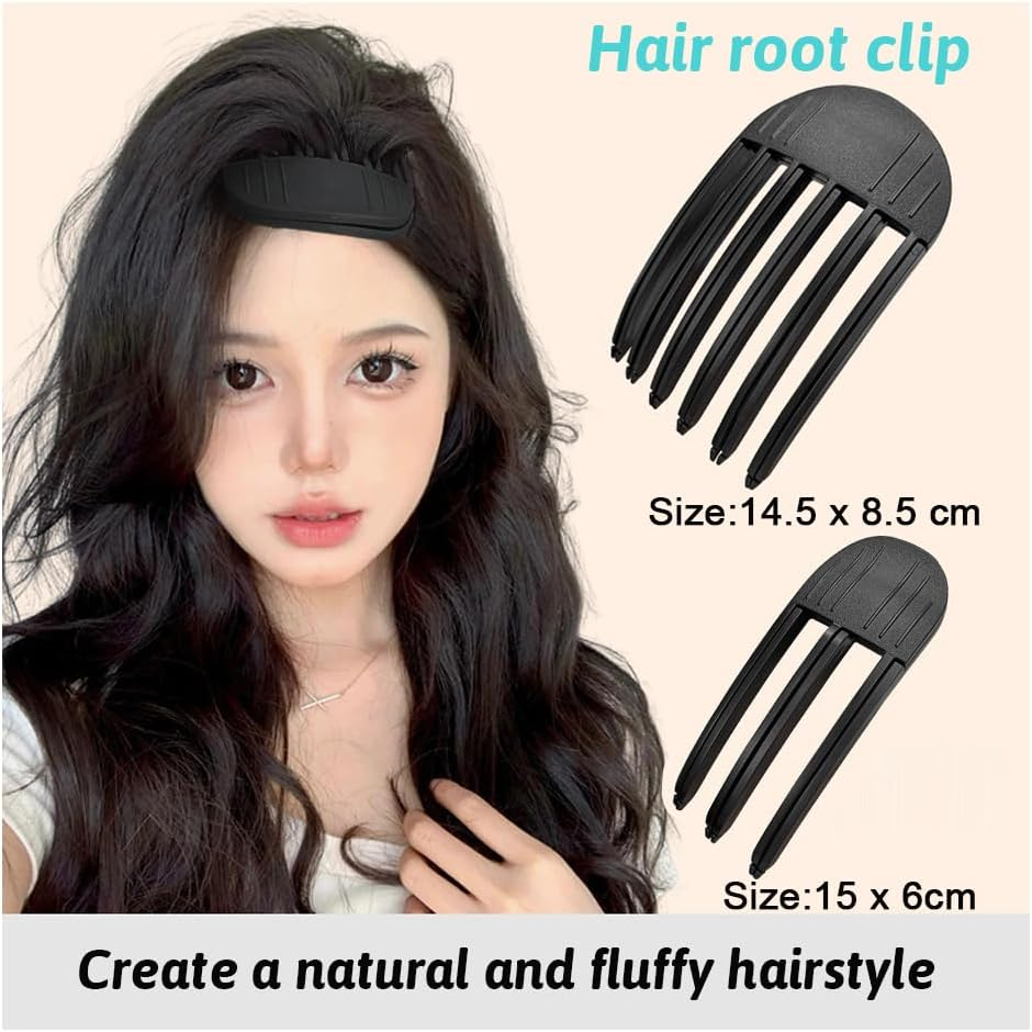 2 Pcs Volumizing Hair,Hair Root Smooth & Sturdy Wide Tooth Plastic Afro Pick Pcs 3/6 Teeth Comb Root for Curly Hair Volume,Root Lifting Hair Clipvolumzing Roll Instant Hair Styling Tools for Women (Two Size) image number 2