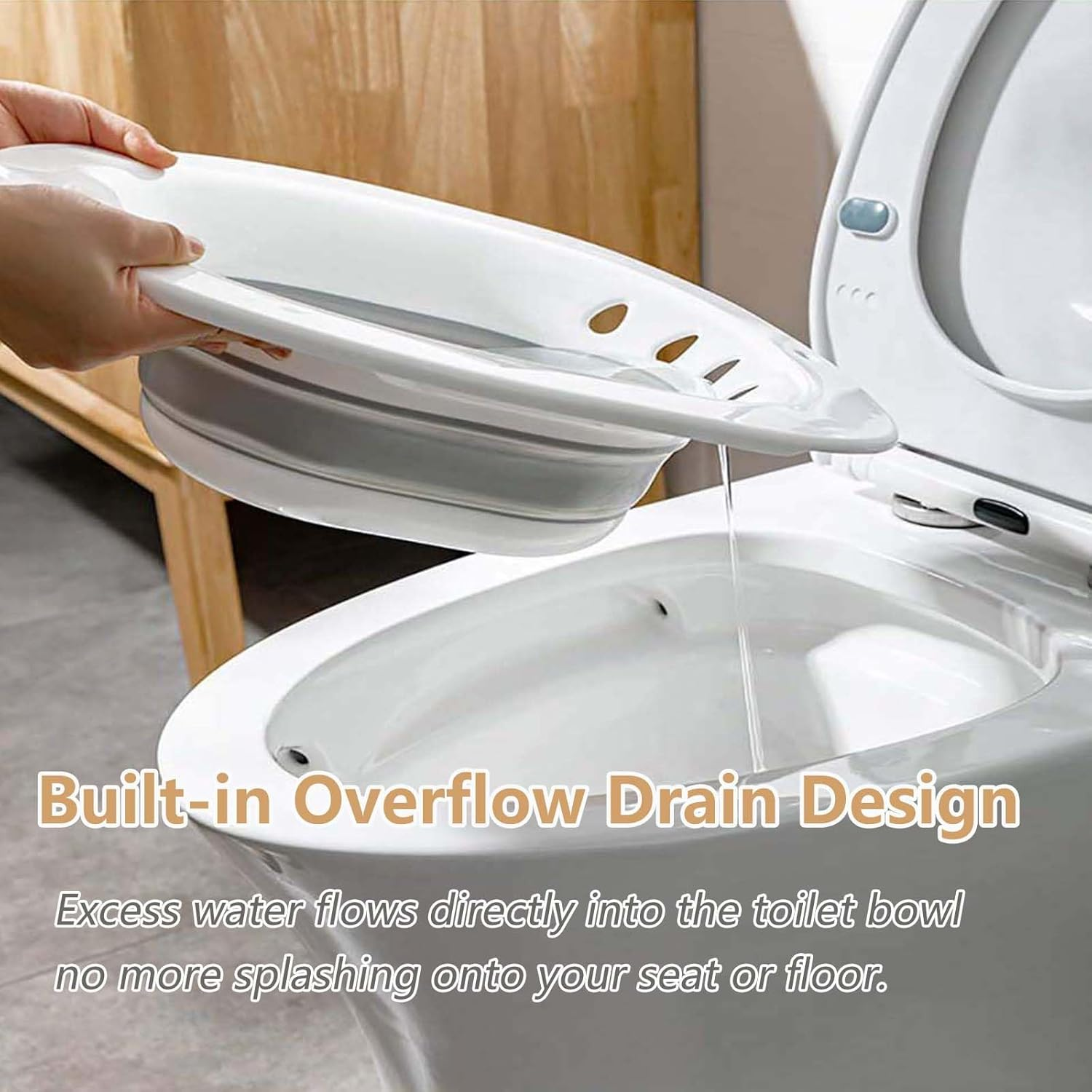 Foldable Portable Bidet with Hook - Large Capacity Wash Basin for Postpartum Recovery, Hemorrhoid Relief and Elderly Care, Fits Standard Toilets and Toilets (Gray) image number 5