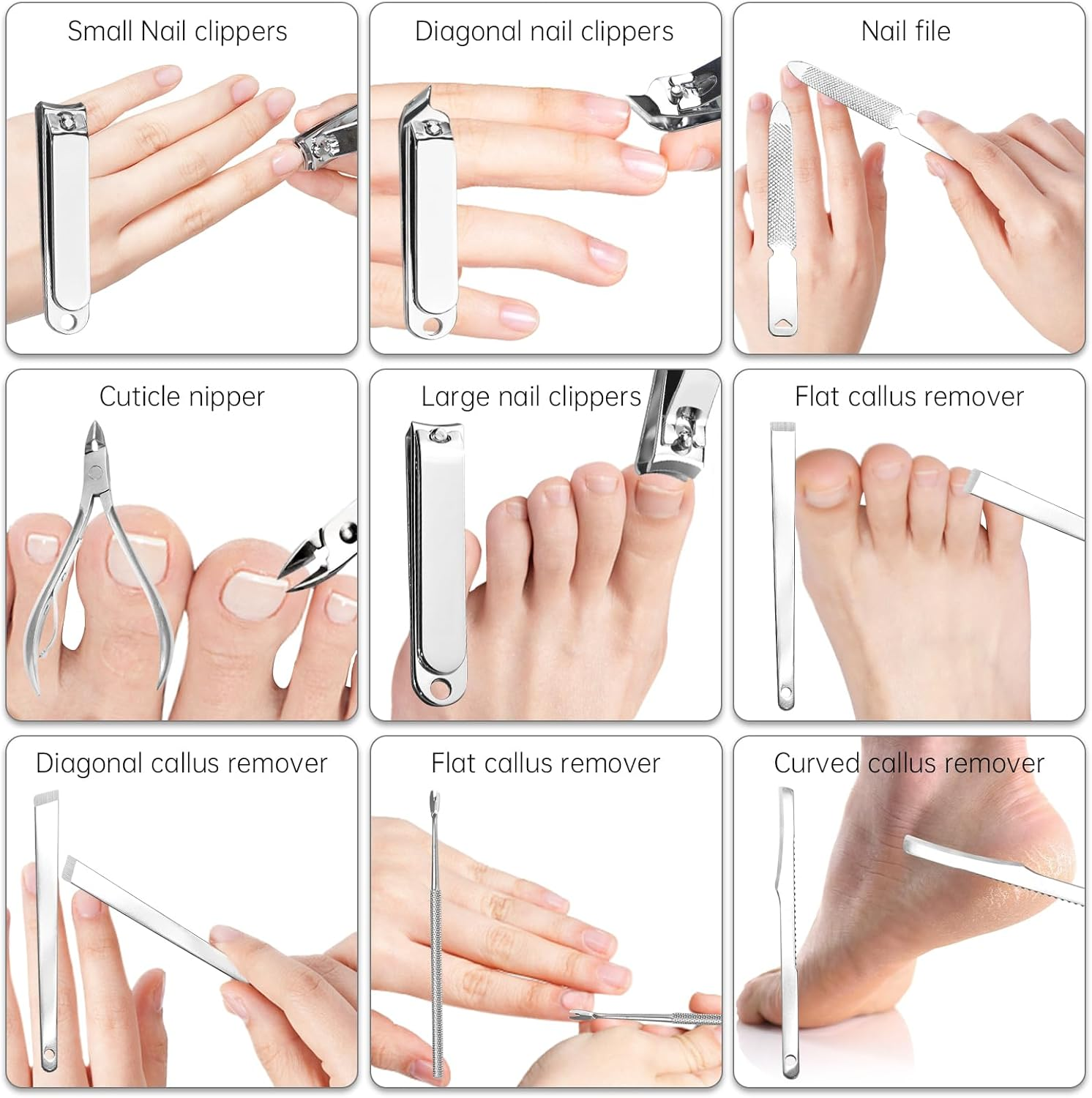 DUAIU Manicure Set, 16-Piece Nail Clippers Set, Professional Stainless Steel Manicure Pedicure Set, Nail Care Set, Women and Men, Nail Case, Fingernail Care Set for Travel image number 6