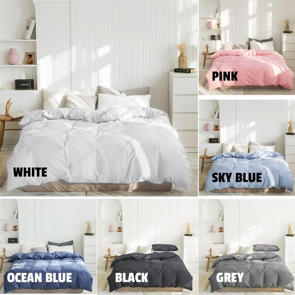 100% Cotton Percale 1000TC Bed Quilt Duvet Doona Cover Bedding Set, INCL- Quilt Cover | Pillowcase (Sky Blue, King Single)
