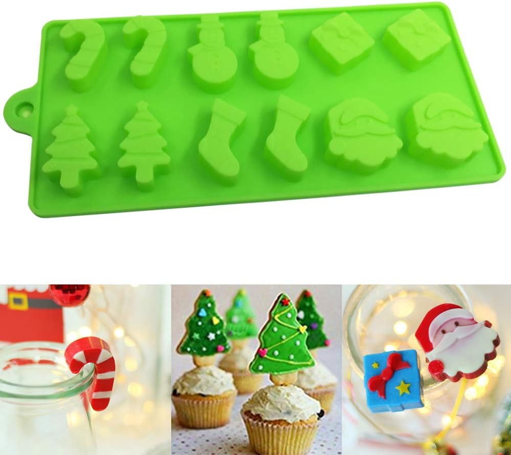 3 Pack Christmas Silicone Mould, Yucool Silicone Candy Baking Mould for Party Decoration, Xmas Gift,With Shape of Christmas Tree, Santa Head image number 4