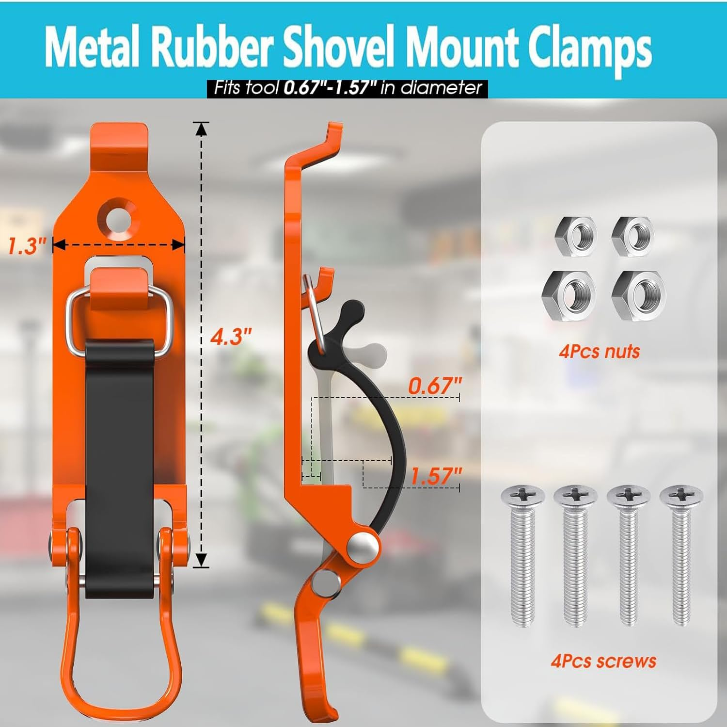 2 PCS Shovel Holders,Shovel Mount for Roof Truck Clamps,Quick Release Axe Holder with Screws,Metal Rubber Clamps,For Roof Rack,Truck,Boats and Workshop Equipment and Tools image number 6