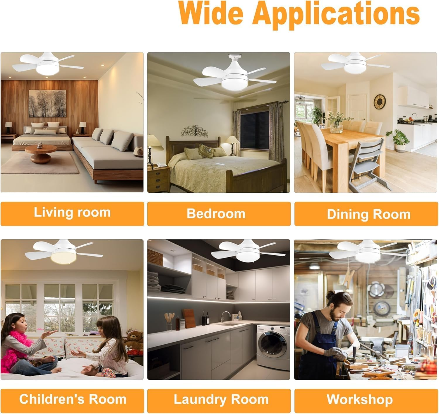 Yaberry Grove Socket Fan Light -18" Ceiling Fan with Light and Remote, E26/E27/B22 Plug in Fan Light Bulb for Bedroom, Kitchen, Living Room, Workshop-3 Color Temperatures, 3 Fan Speeds,2000 Lumens,50W image number 2