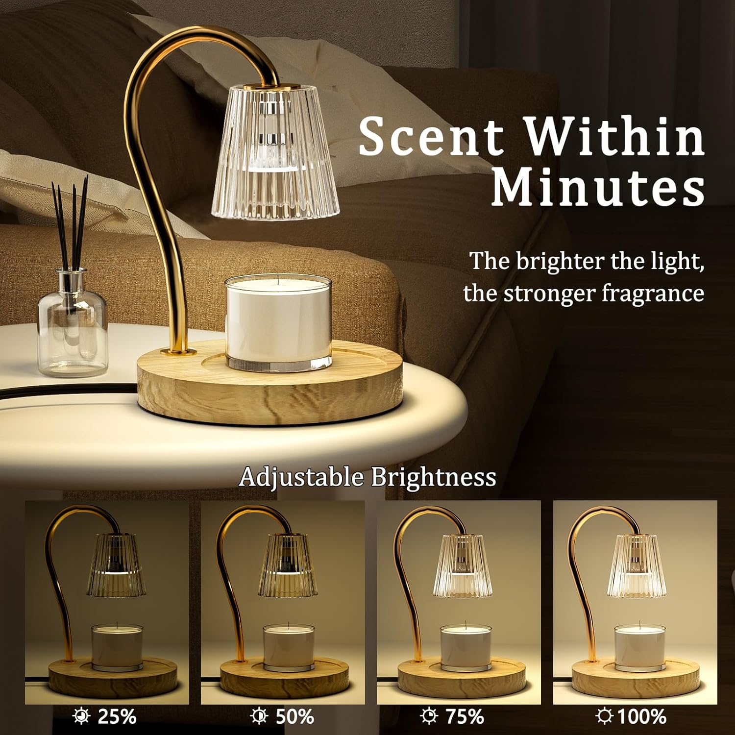 Candle Warmer Lamp, Electric Candle Lamp Warmer, Gifts for Mom, House Warming Gifts New Home Bedroom Decor Dimmable Wax Melt Warmer for Scented Wax with 2 Bulbs, Jar Candles image number 5