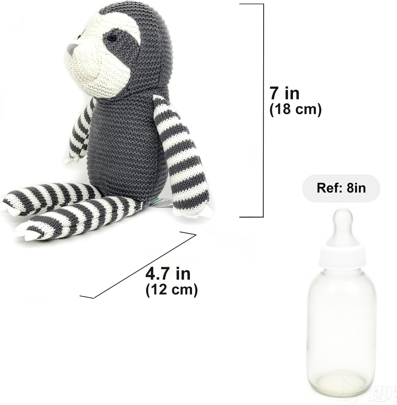 FLUFFYFUN Baby Sloth Plush Toy 18 Cm, 100% Organic Cotton Soft Toy for Newborn - Bear Blue image number 7