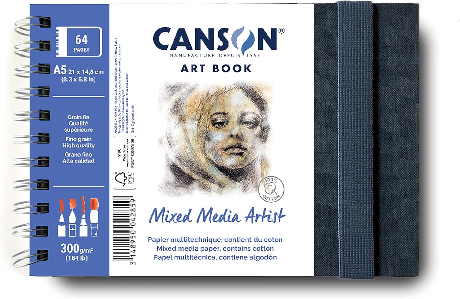 Canson Pro Mixed Media 300 GSM Landscape Book, Size A5 (28 Sheet) image number 4