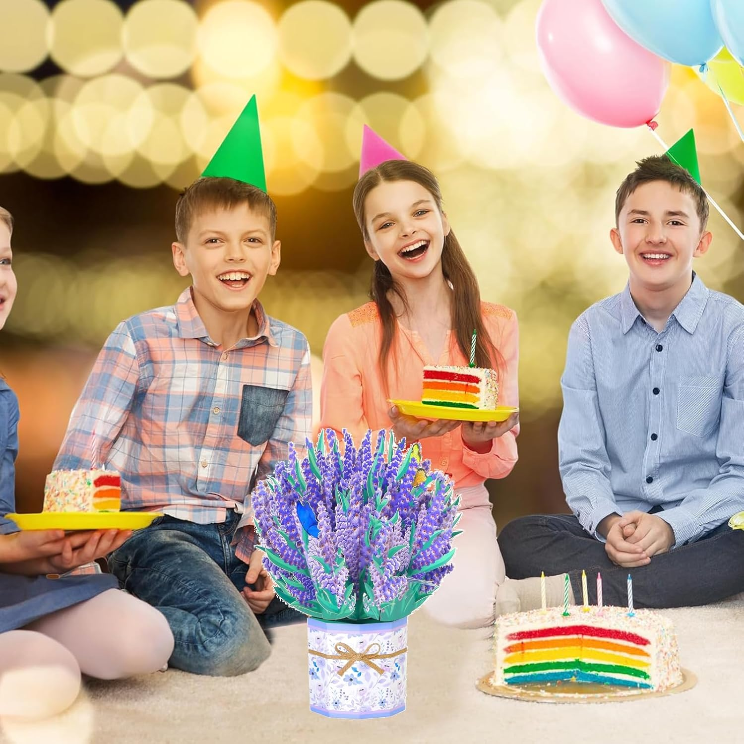 3D Pop up Mothers&rsquo; Day Card with Envelope and Note Card, Handmade Flower Greeting Card Flower Bouquet for Birthday, Mothers' Day, Anniversary, Valentine'S Day (Lavender) image number 1