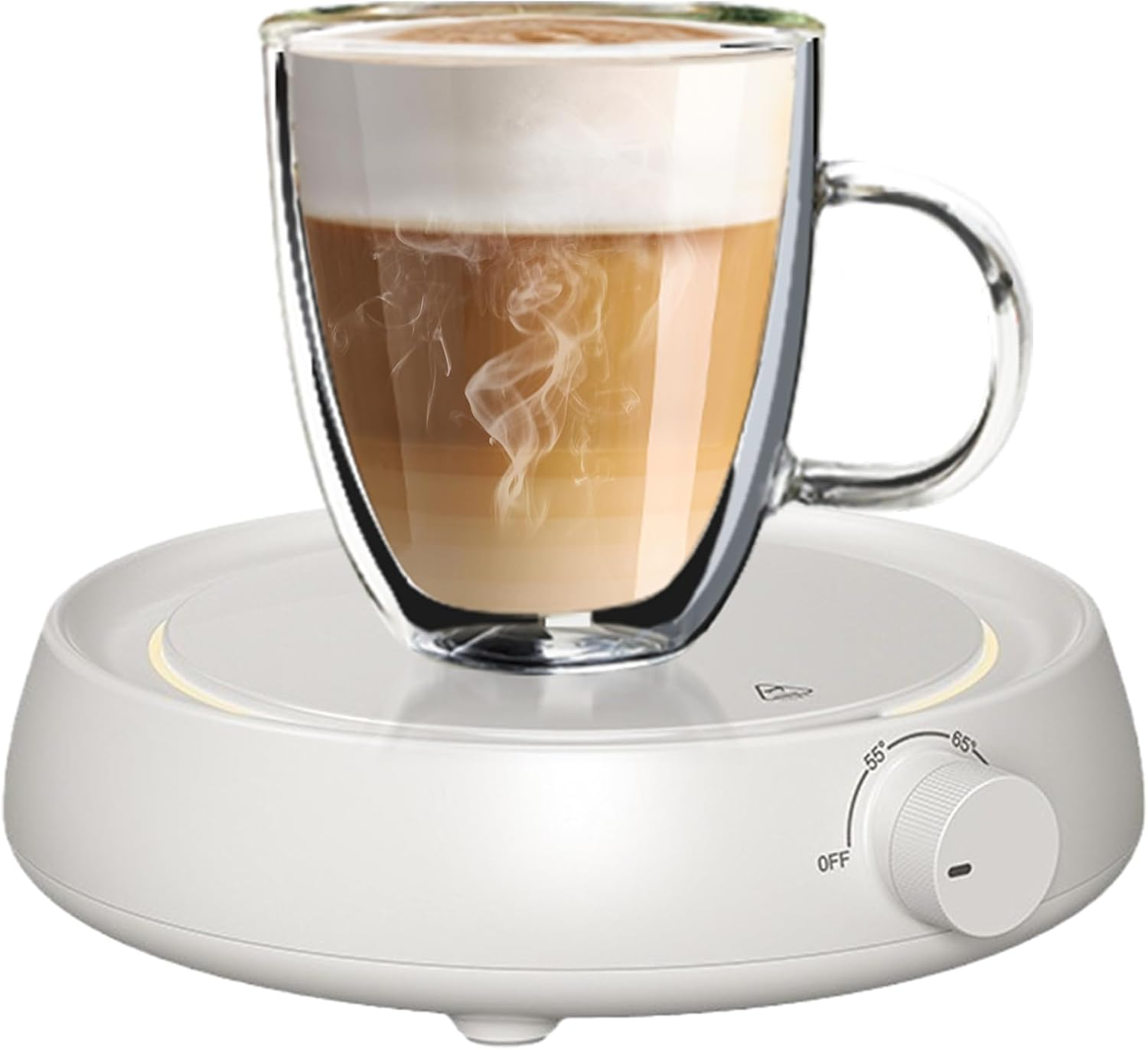 Smart Coffee Cup Warmer | 3 Temperature Control for Cocoa, Tea, Milk - Desk Heater with Auto On/Off, Thermostat Coaster for Cups & Mugs, Espresso Beverages