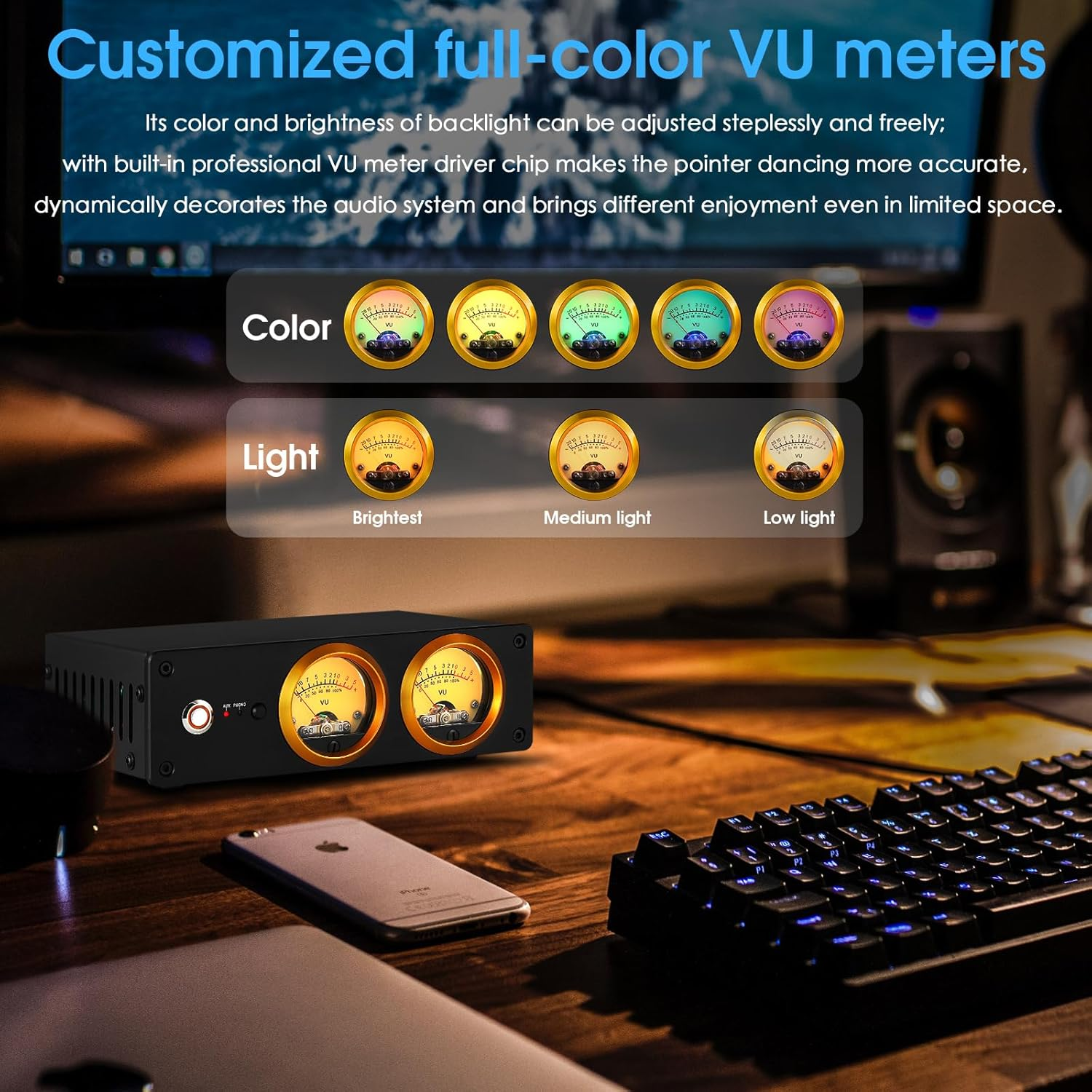 Douk Audio T13 Phono Preamp for MM Turntables Stereo Desktop Headphone Amplifier VU Meter image number 1