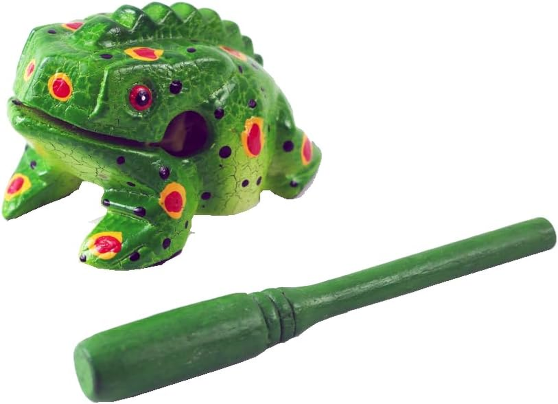 Frog Guiro 4 Inches Wood Block Musical Instrument Percussion Musical Instrument Perfect Size Natural Wood G&uuml;iro Frog (Rainbow)