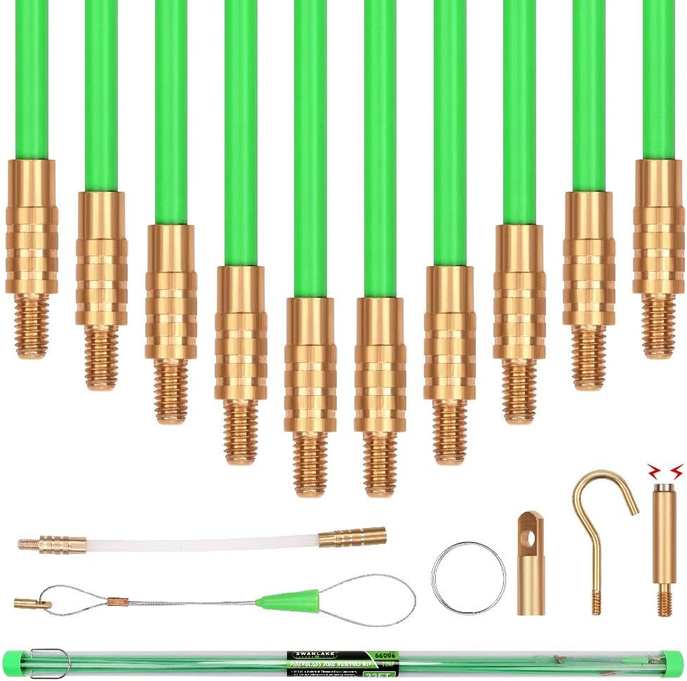 SWANLAKE 33 FT/10M Fiberglass Running Wire, Pull Push Rod, Fish Tape Cable Coaxial Electrical Fish Tape Pull Push Kit image number 5