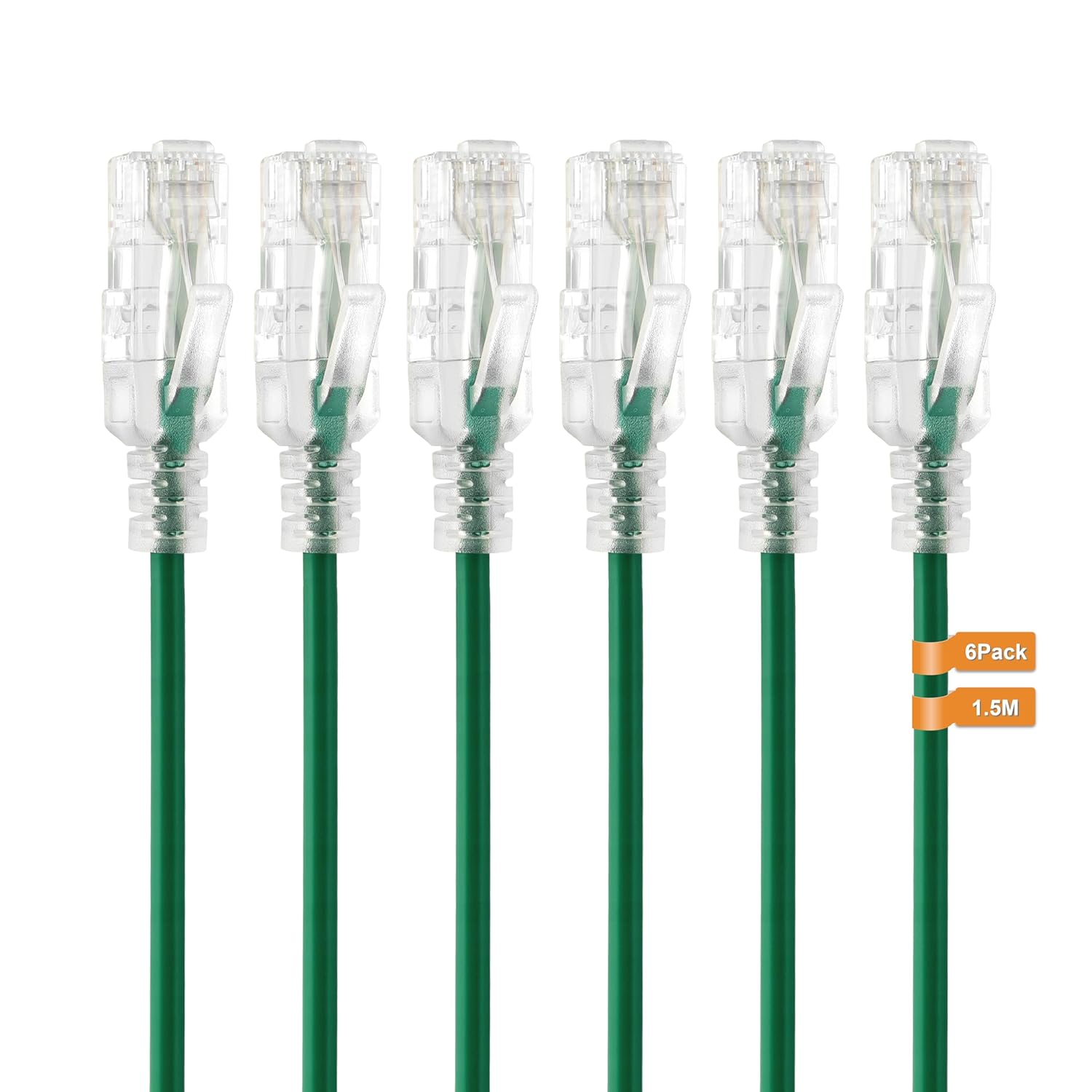 Tecmojo Cat 6A Ethernet Cable, 1M Patch Cable 6 Pack 28AWG Ultra Thin 10 Gbps RJ45 Pure Copper Core LSZH Network Patch Cord for Router Modem Patch Panel Faster than Cat6 Cat 5E and Cat 5, Orange
