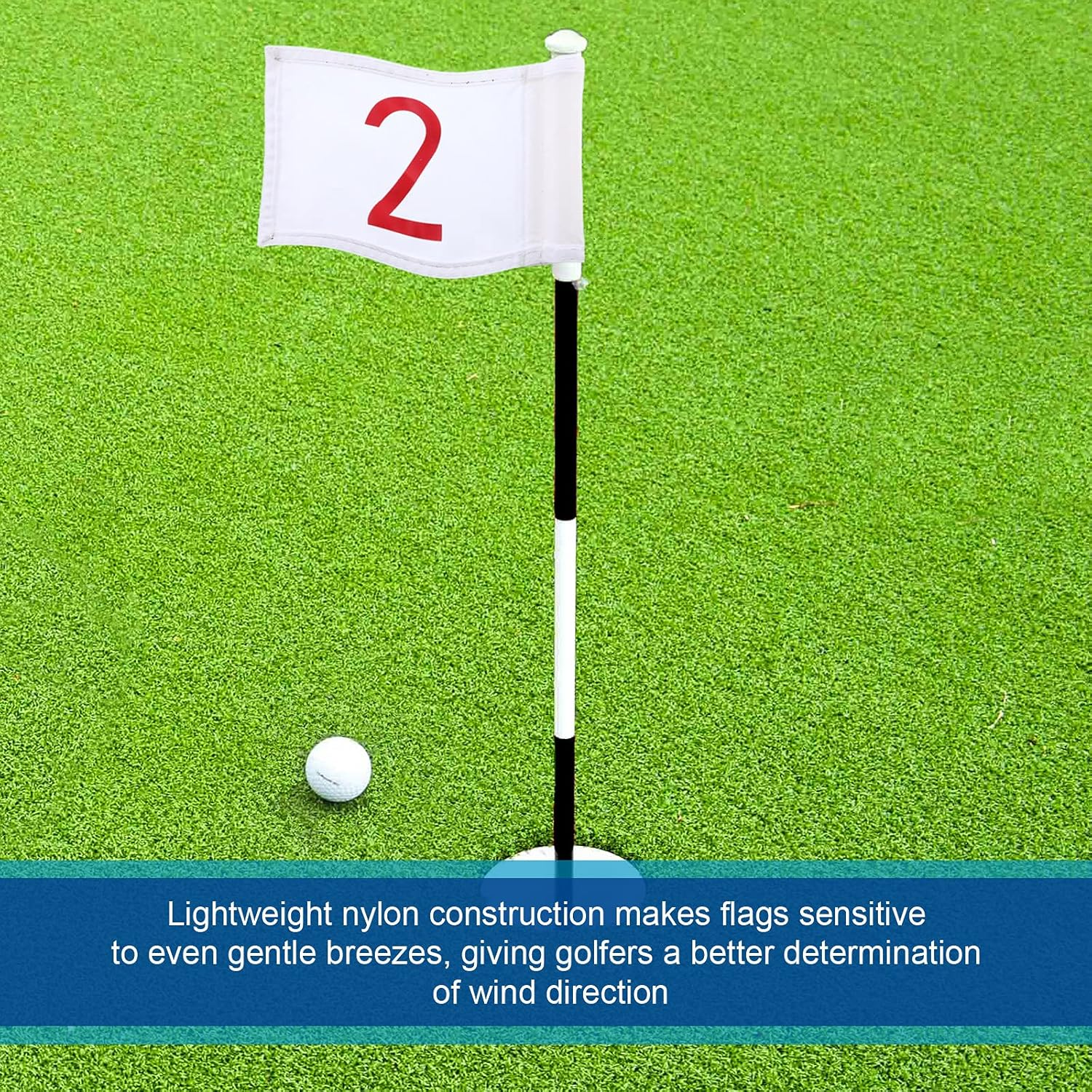 3 Pieces Golf Flag with Tube Inserted - Putting Green Numbered Flag, 420D Nylon Mini Flags for Yard, Indoor Outdoor Backyard Garden, Portable, 8 X 6 Inch image number 4