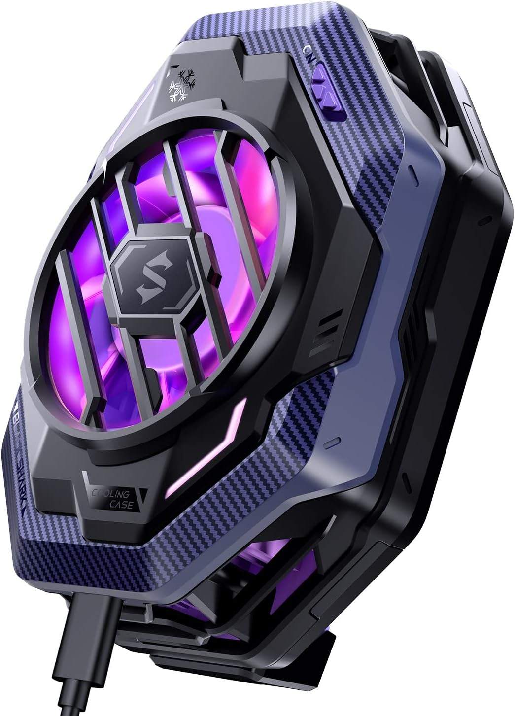 Black Shark Phone Cooler for Gaming Funcooler 4, Wired Mobile Phone Cooling Fan Lightweight Quiet with RGB Light, Cellphone Radiator for 2.67-3.45 Inches Iphone/Android, Retaining Bolt