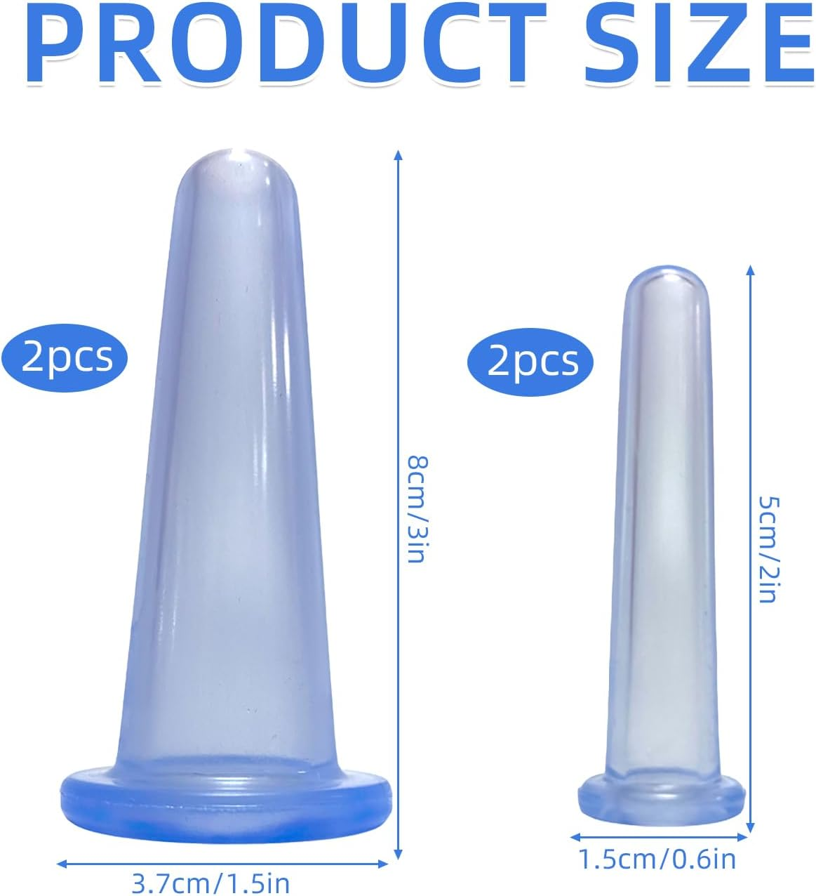 Set of 4 Cupping Glasses, Silicone Cupping Set, Facial Silicone Set, Cupping Glasses, Face Cupping (Blue)