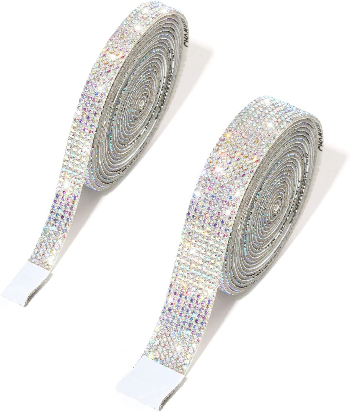 Rhinestone Ribbons, 2 Rolls AB Self Adhesive Crystal Rhinestone Diamond Ribbon for Arts Crafts, Birthday Party, Wedding Party, Car DIY Decoration (2 Yards) image number 1
