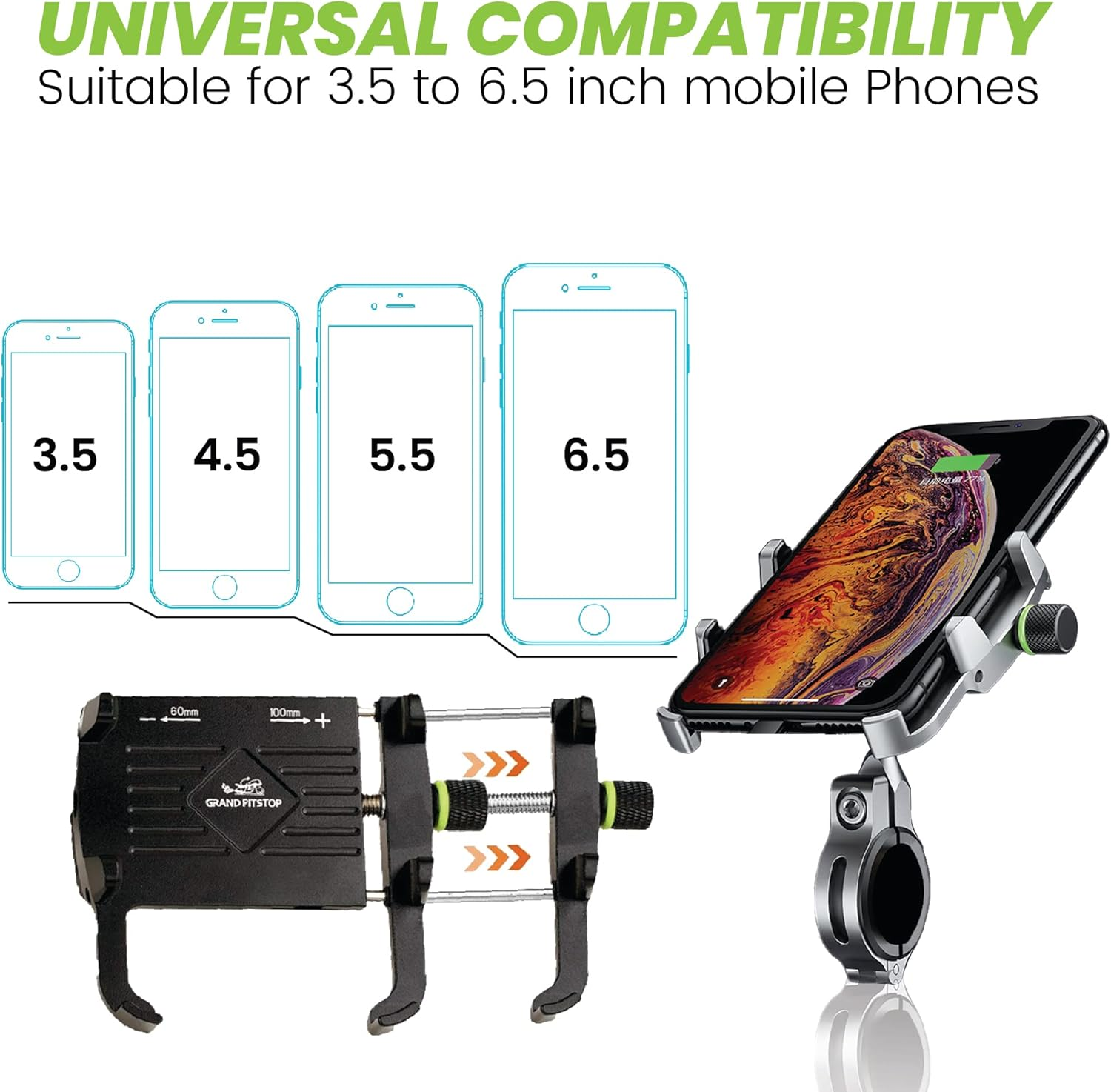 GRAND PITSTOP Motorcycle Phone Mount, 1Sec Auto Lock 100Mph Military Anti-Shake Bike Phone Holder, 10Sec Quick Install Handlebar Phone Mount, Compatible with Iphone, Samsung, All Phone image number 7