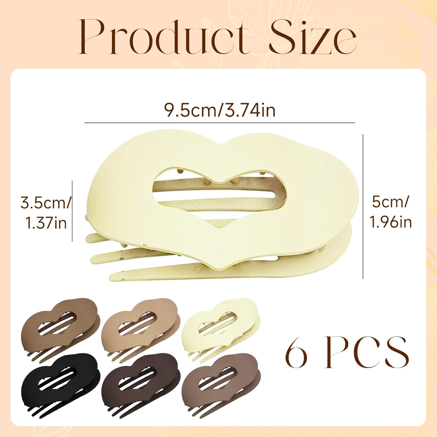 Pack of 6 Duck Beak Hair Clips, Women'S Heart Flat Hair Clips, Flat Hair Clips, Leopard Print Hair Clip, Thin Hair